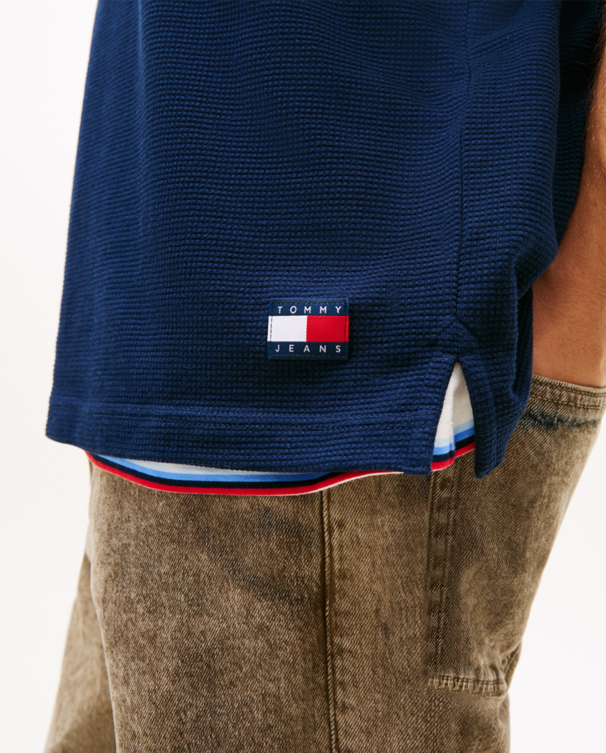 Polo Regular Fit em Tecido Gofrado Azul-marinho-3