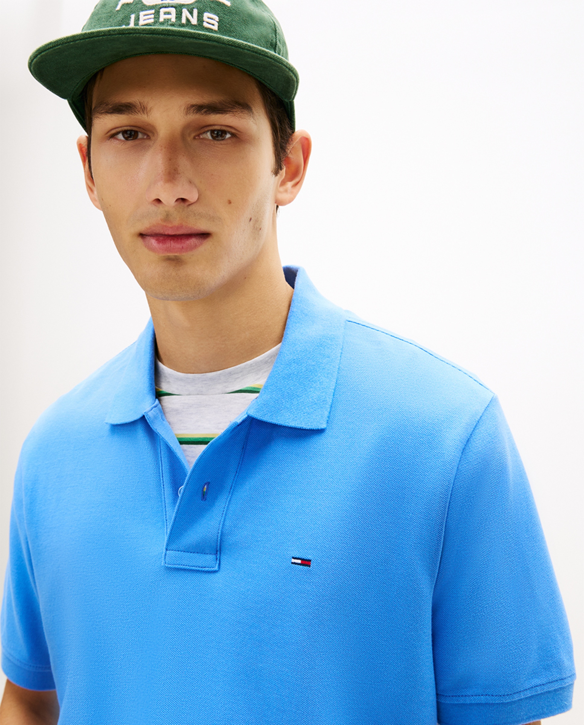 Polo Básico Regular Fit com Manga Curta Azul-3