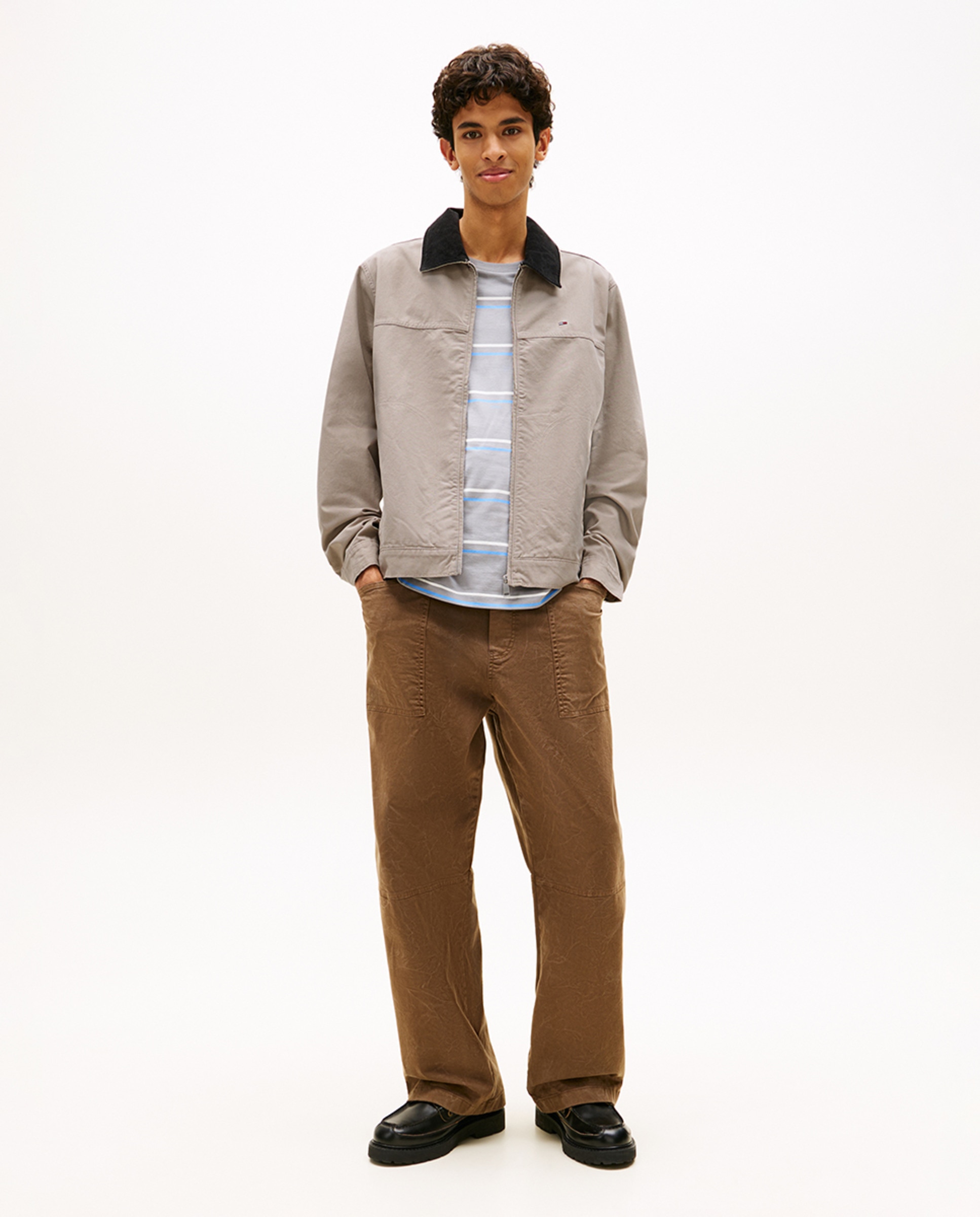 Casaco Regular Fit com Gola em Contraste Cinzento-5
