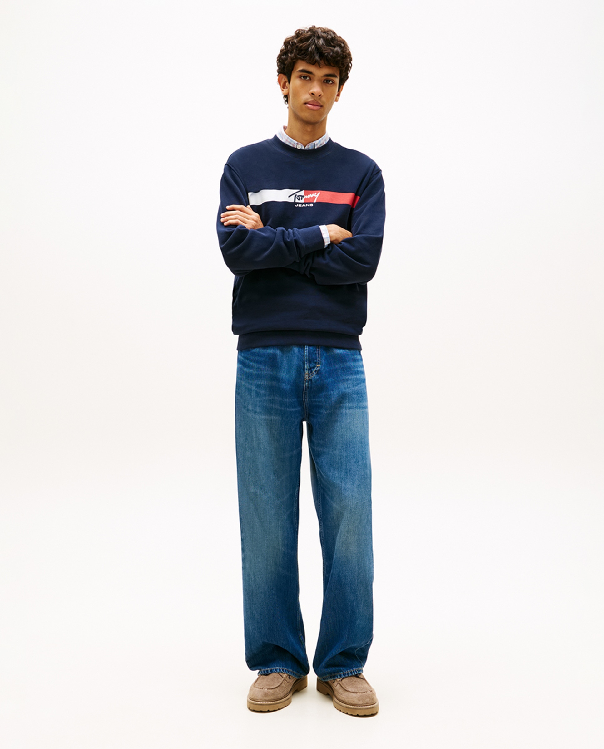 Sweatshirt Regular Fit sem Capuz Azul-marinho-5