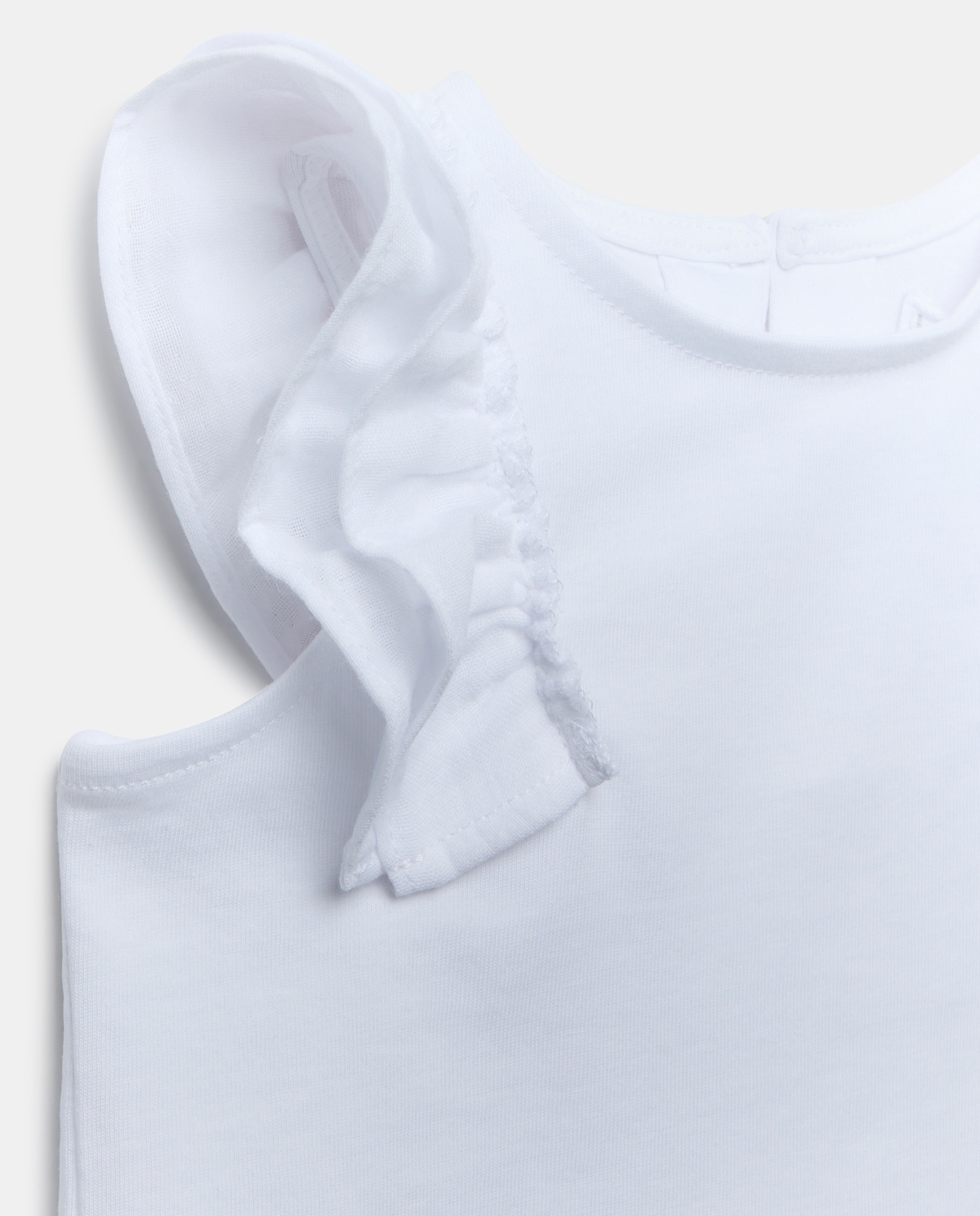 Camiseta bebé niña con volante de gasa Blanco-3