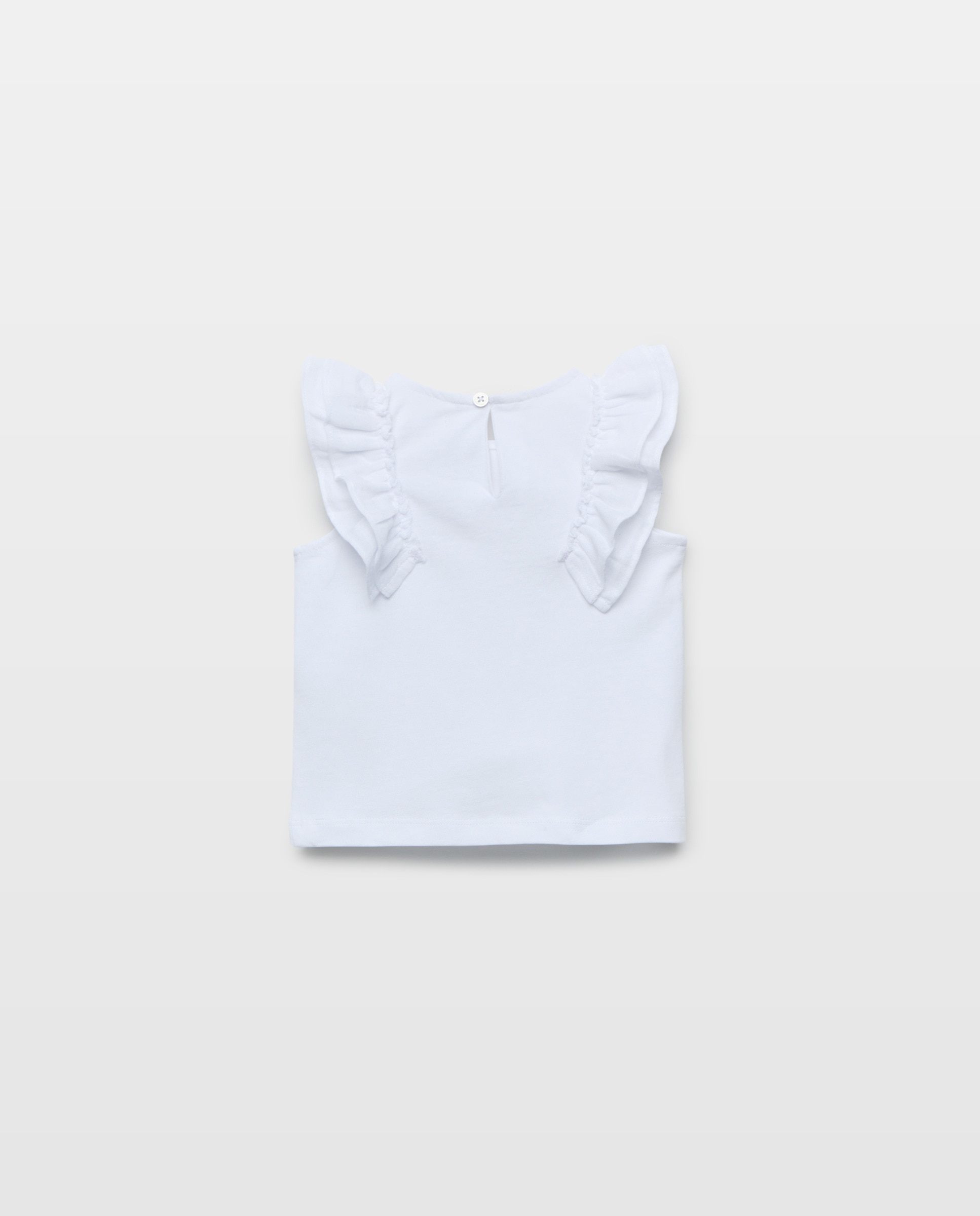 Camiseta bebé niña con volante de gasa Blanco-2