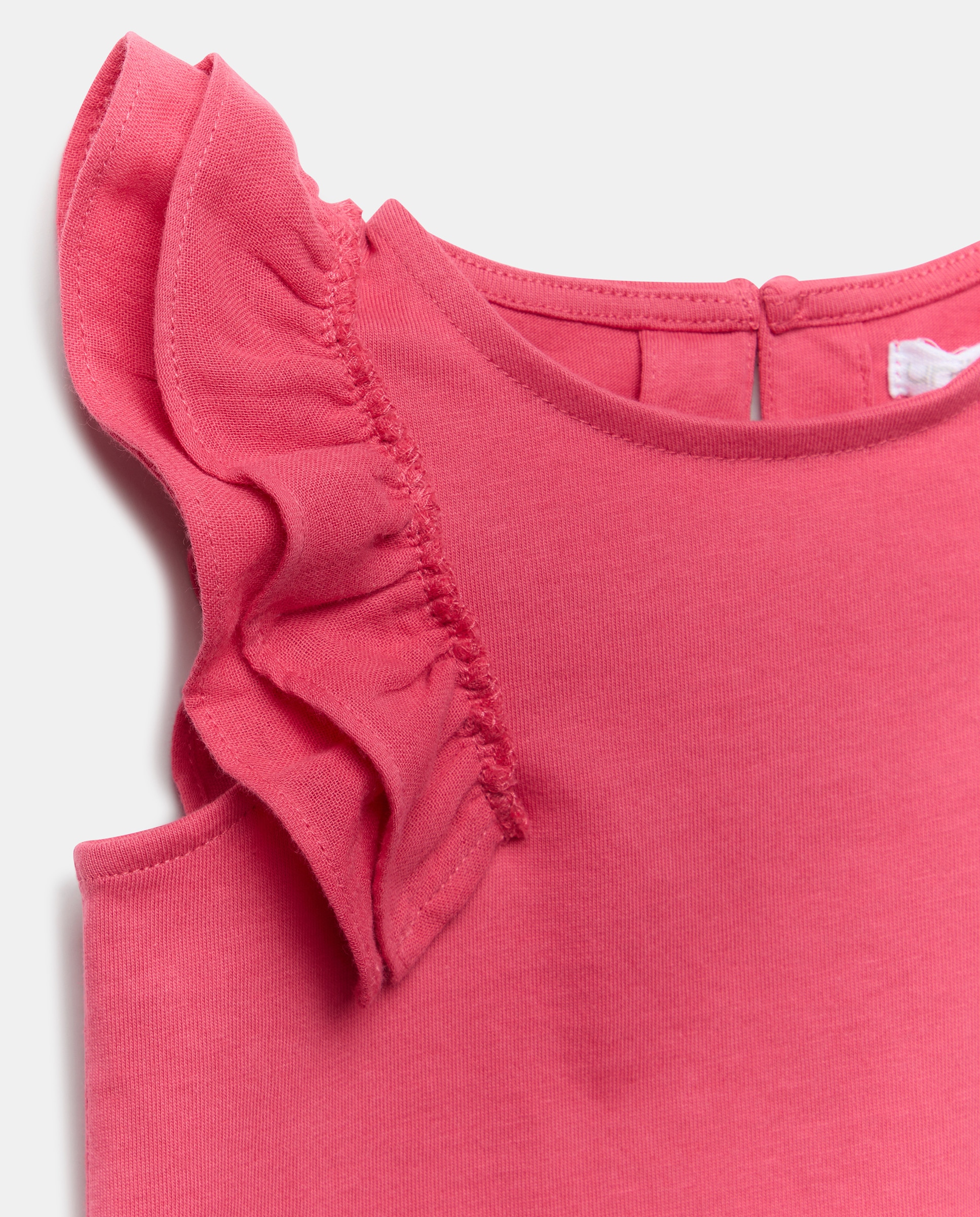 Camiseta bebé niña con volante de gasa 230 Rosa oscuro-3