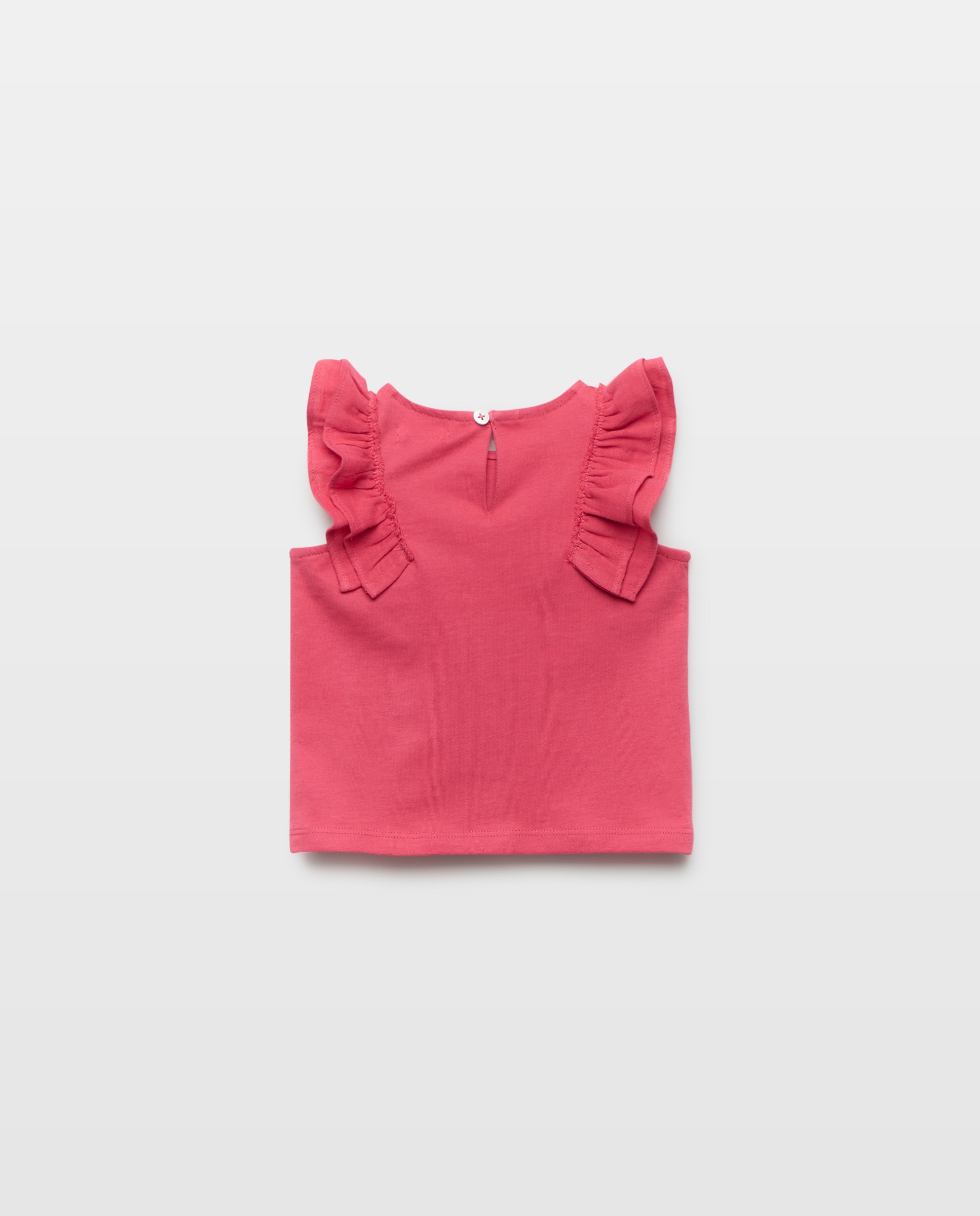 Camiseta bebé niña con volante de gasa 230 Rosa oscuro-2