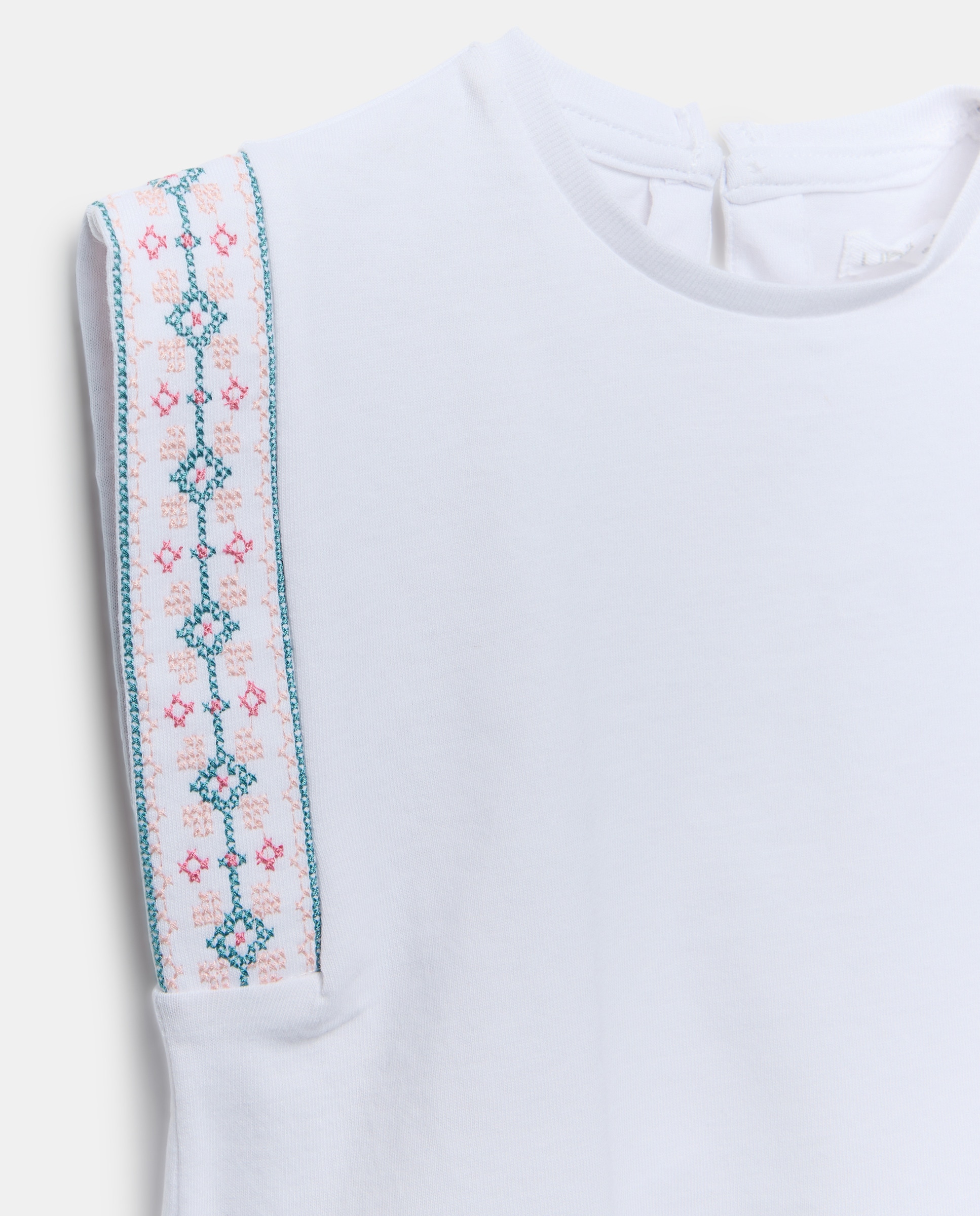Camiseta bebé niña con bordados Blanco-3