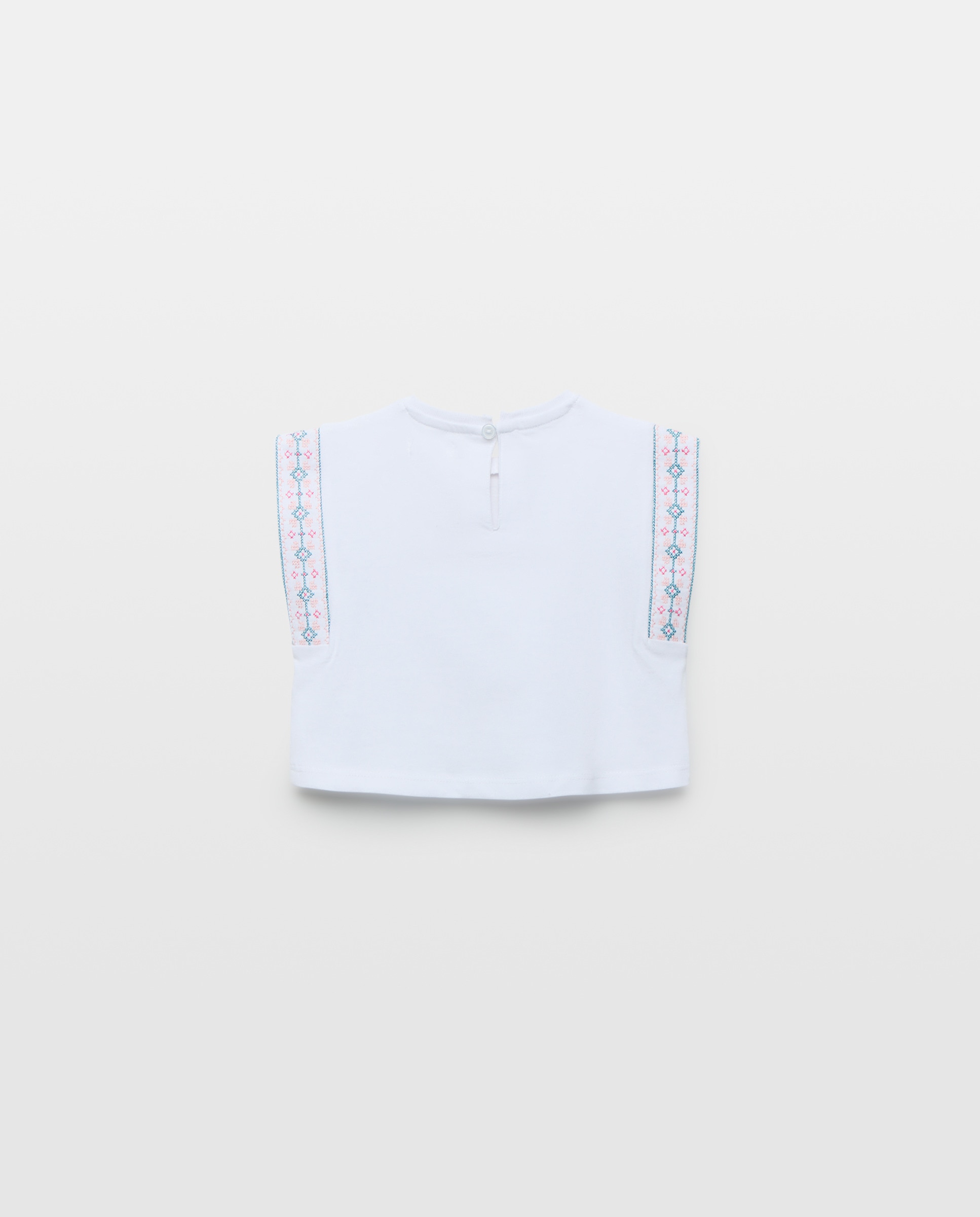 Camiseta bebé niña con bordados Blanco-2
