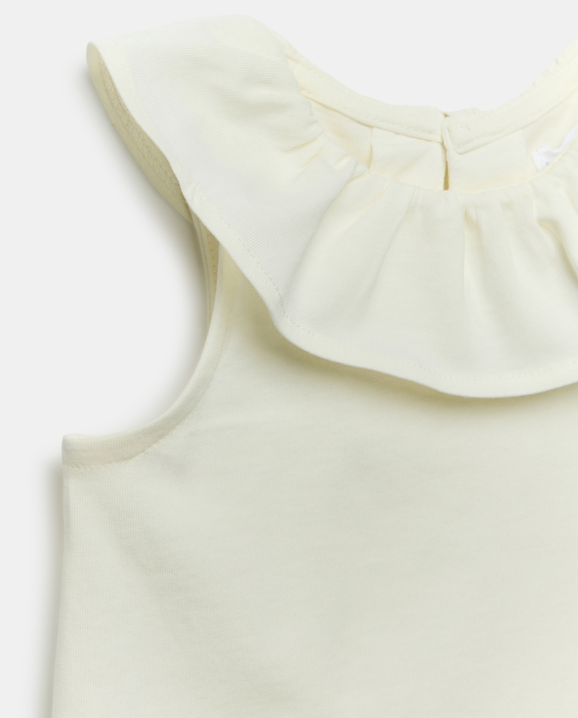 Camiseta bebé niña con cuello crochet Blanco roto-3