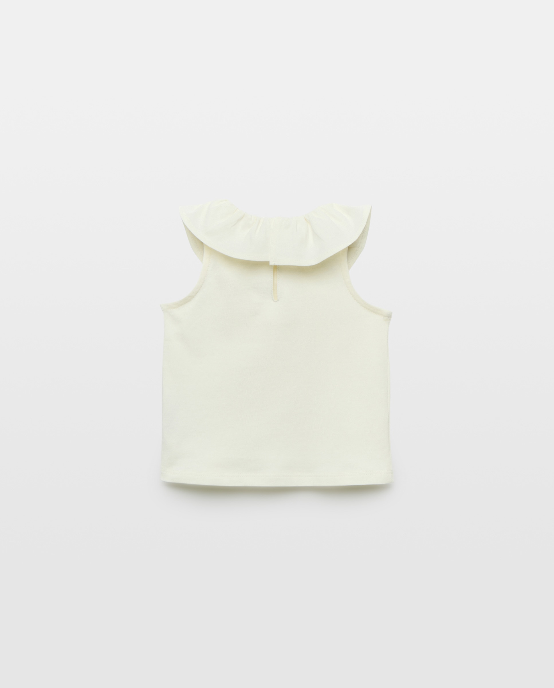 Camiseta bebé niña con cuello crochet Blanco roto-2