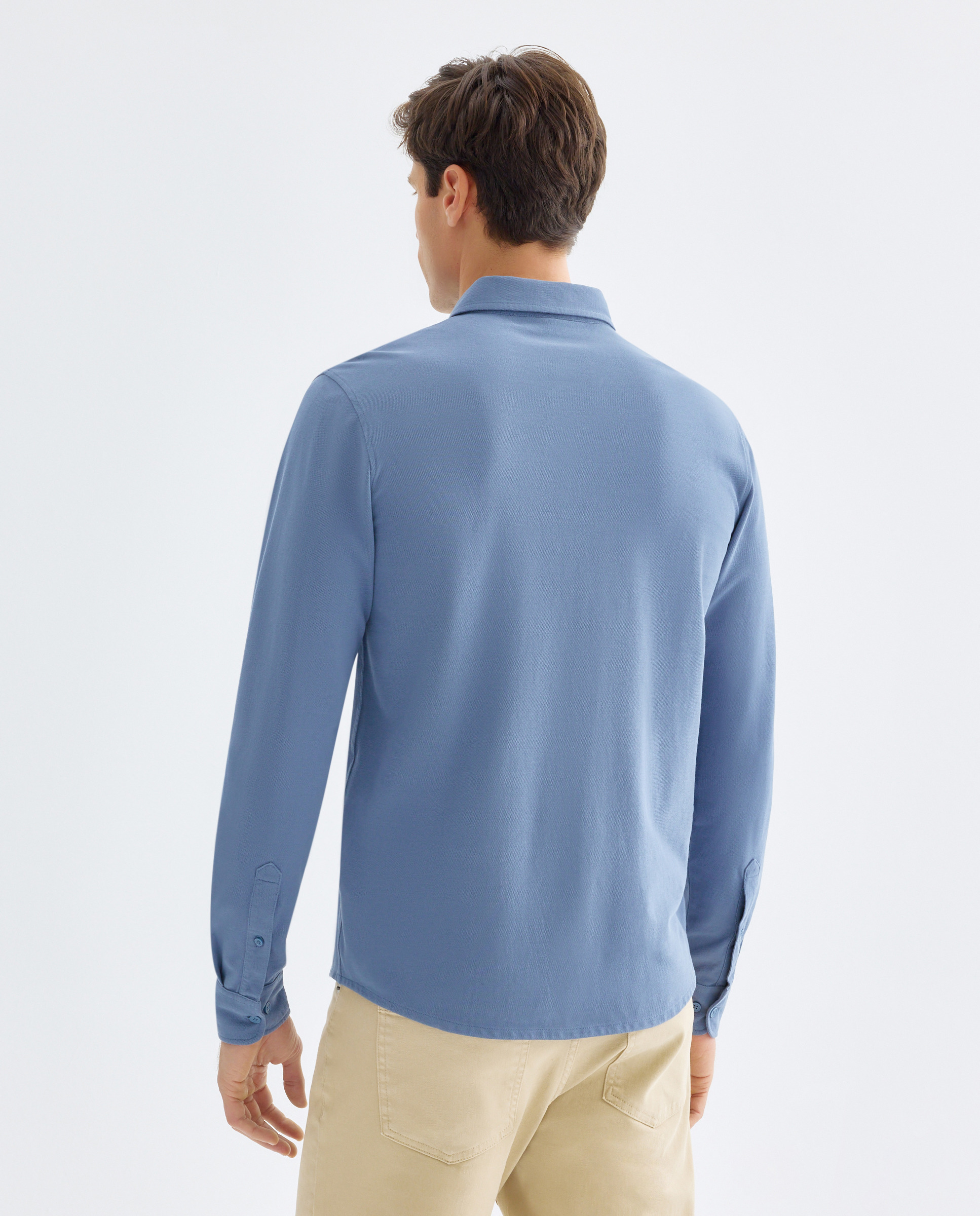 Polo de hombre pique polera liso 400 Azul-3