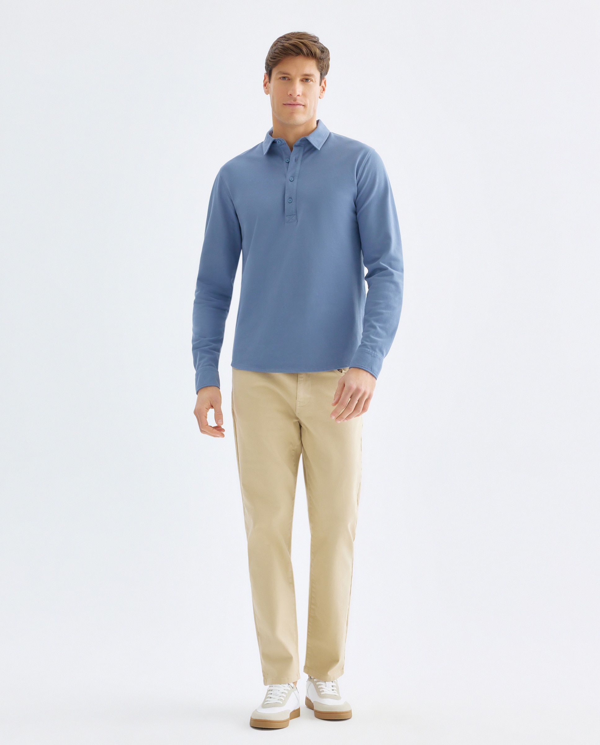 Polo de hombre pique polera liso 400 Azul-2