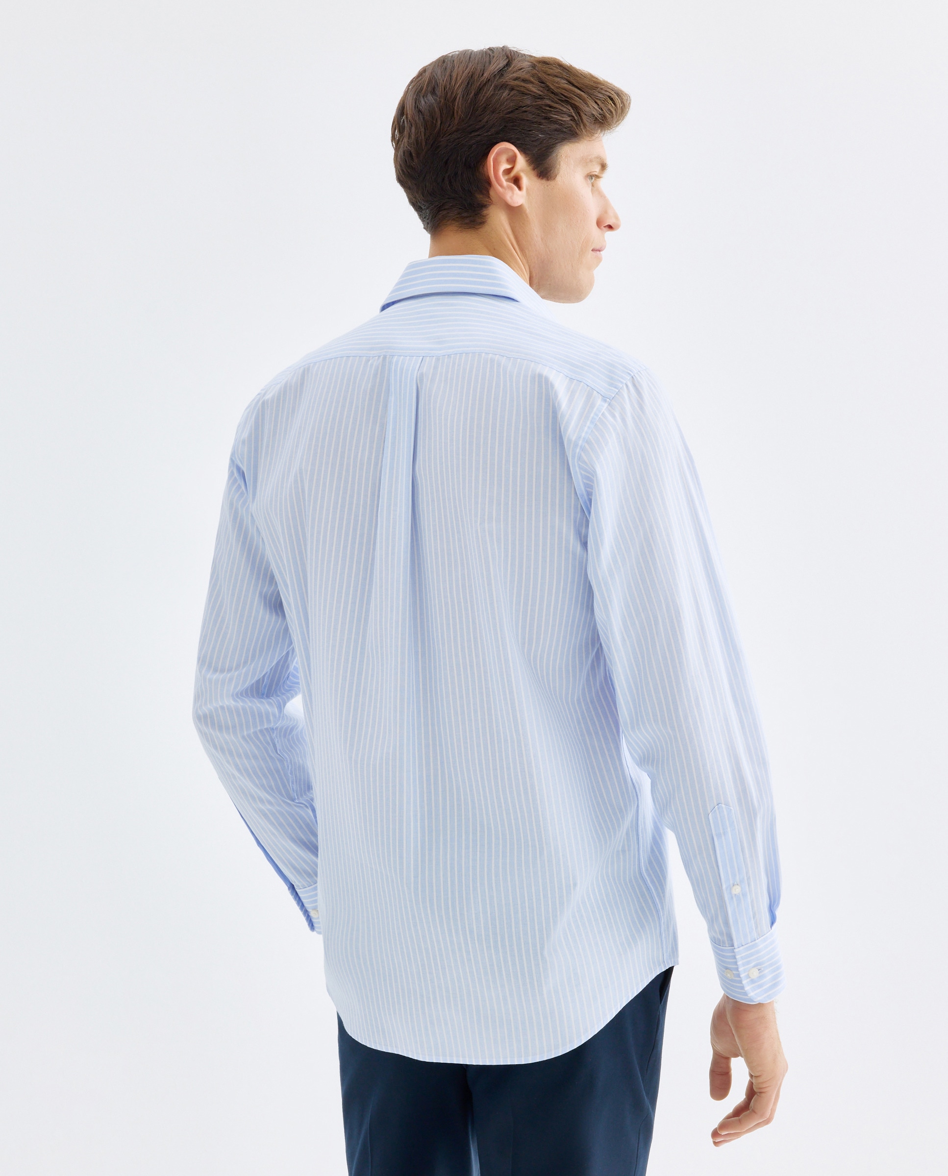 Camisa vestir hombre rayas classic fit 410 Azul claro-3