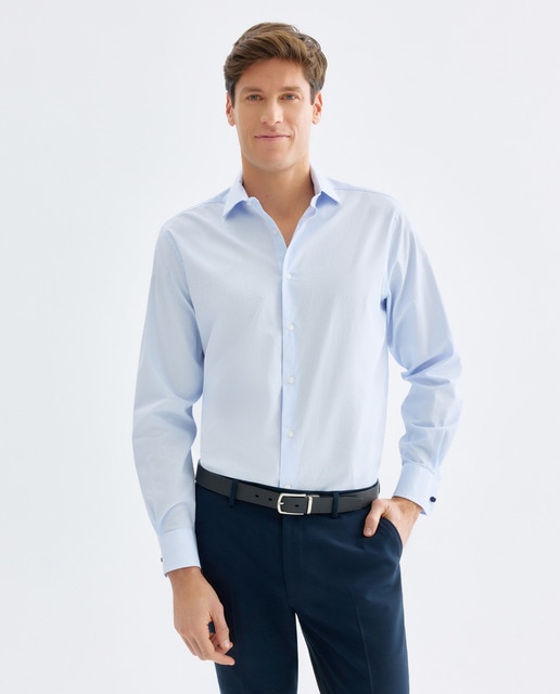Imagen 0 de Camisa vestir hombre rayas con gemelos regular fit