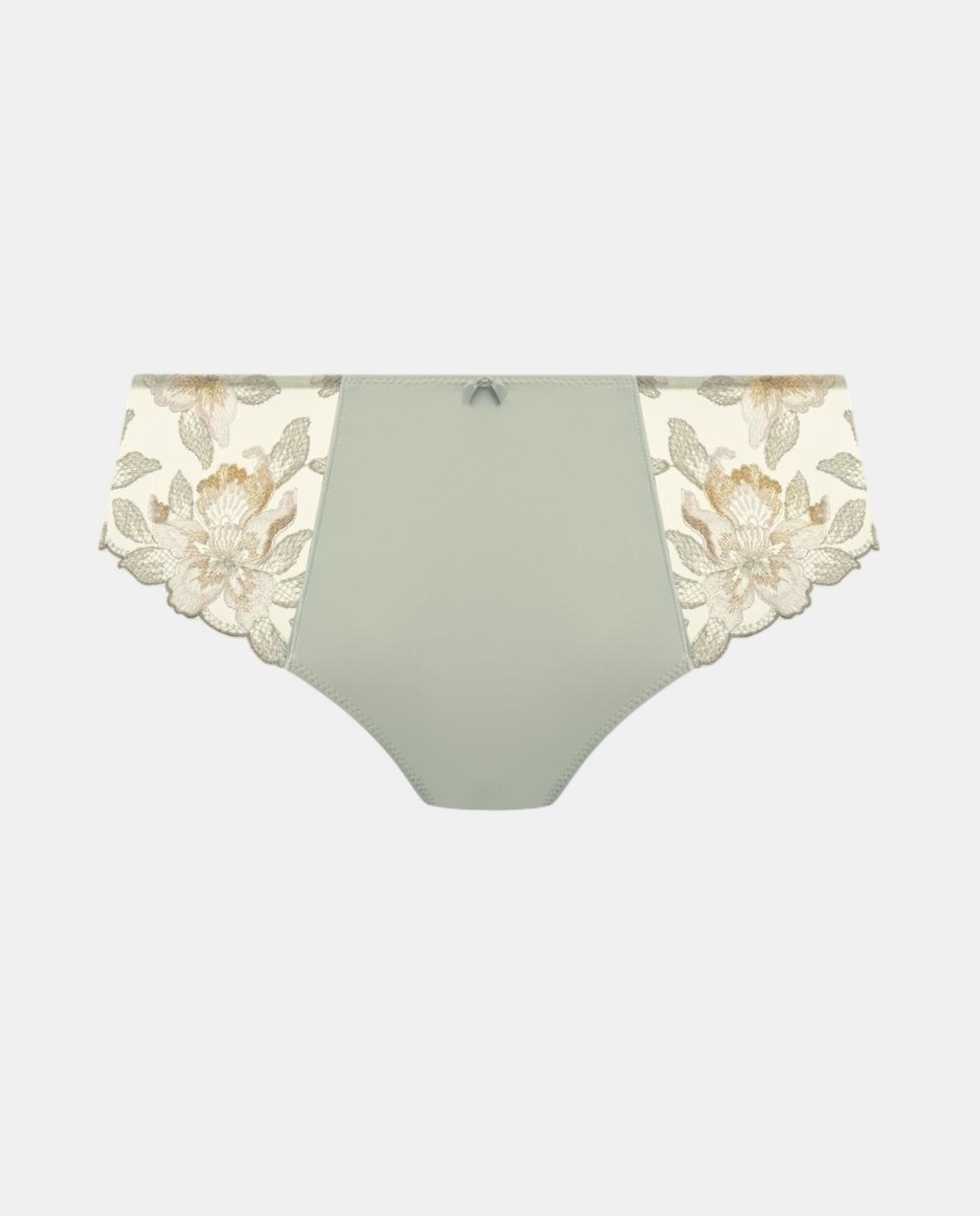 Cueca Tamanho Médio Lisa de Renda com Impressão Floral Bege-4