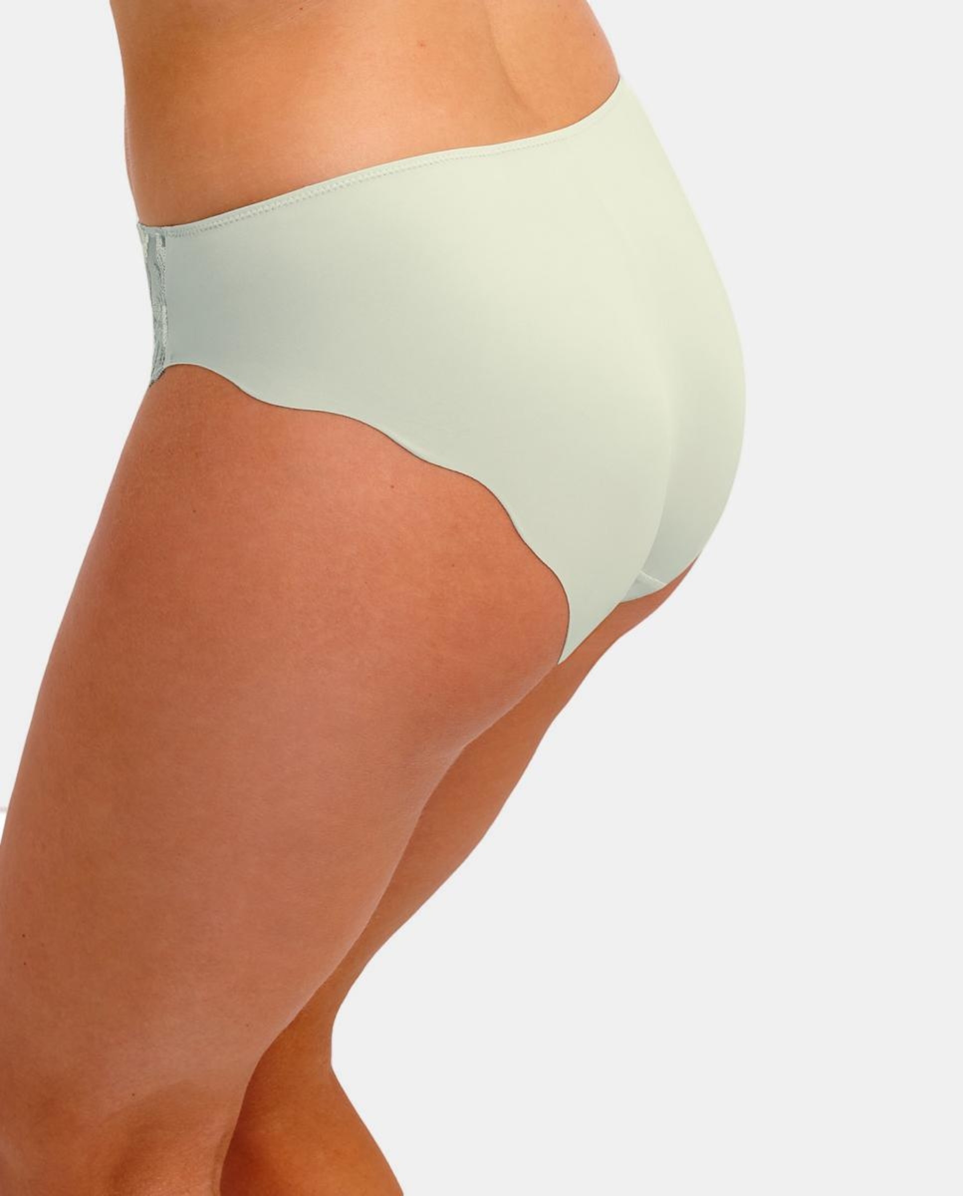 Cueca Tamanho Médio Lisa de Renda com Impressão Floral Bege-3