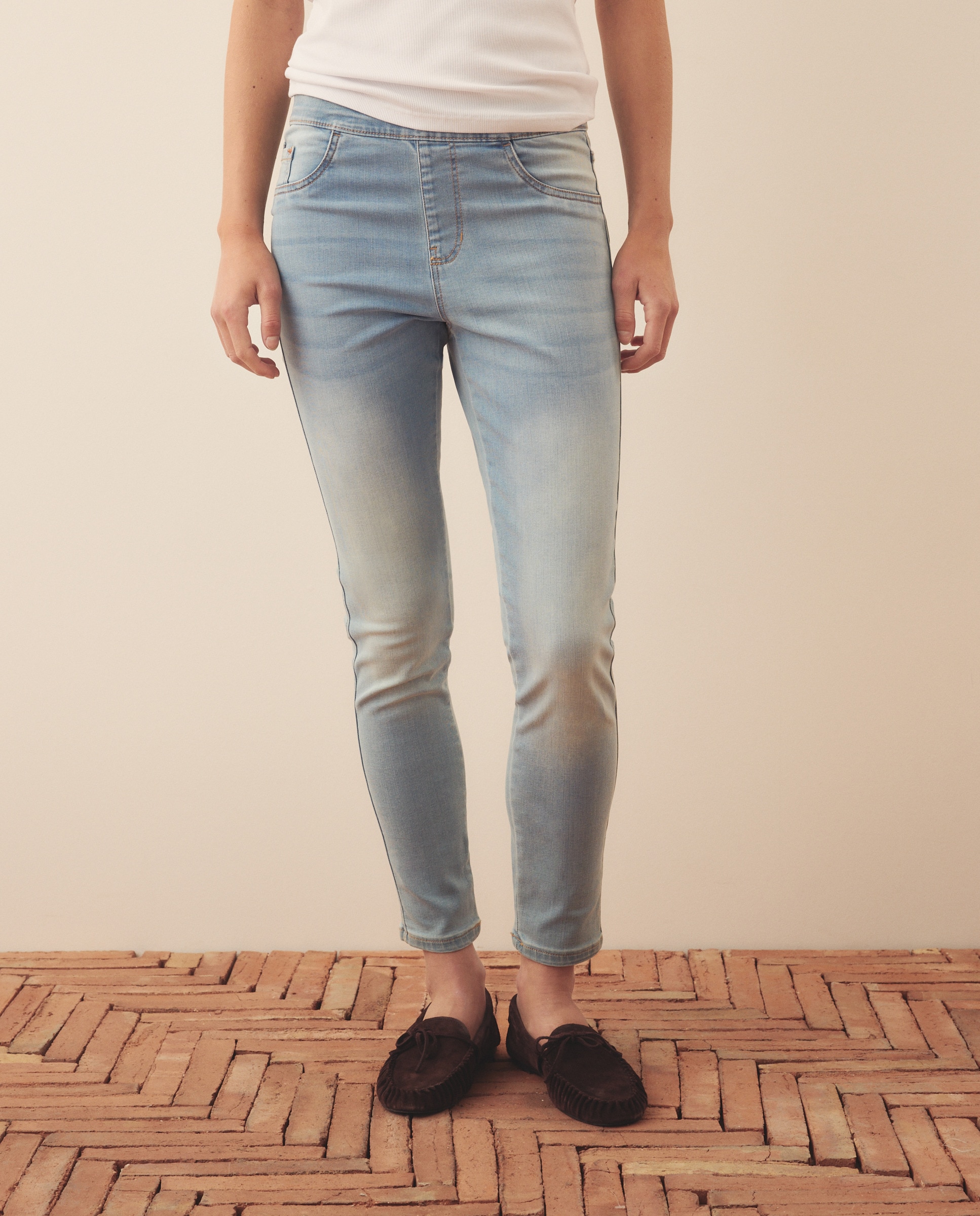 Jeans Lisas com Cintura Elástica Cerúleo-2