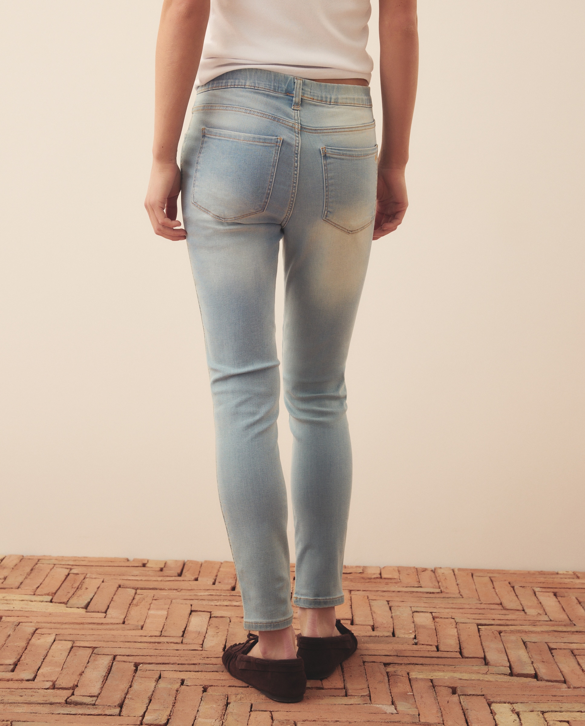 Jeans Lisas com Cintura Elástica Cerúleo-3