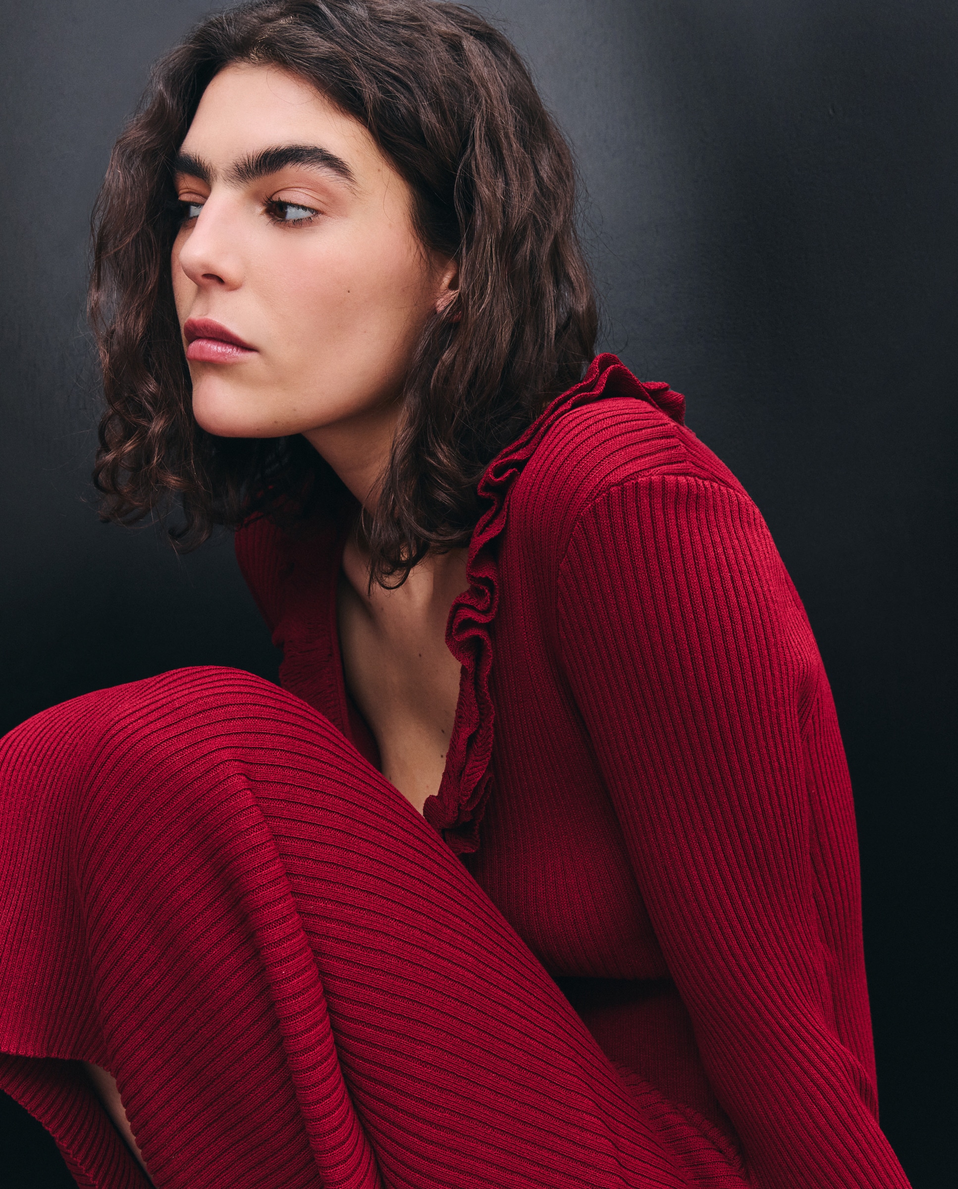 Vestido com Folho no Decote 600 Vermelho-4