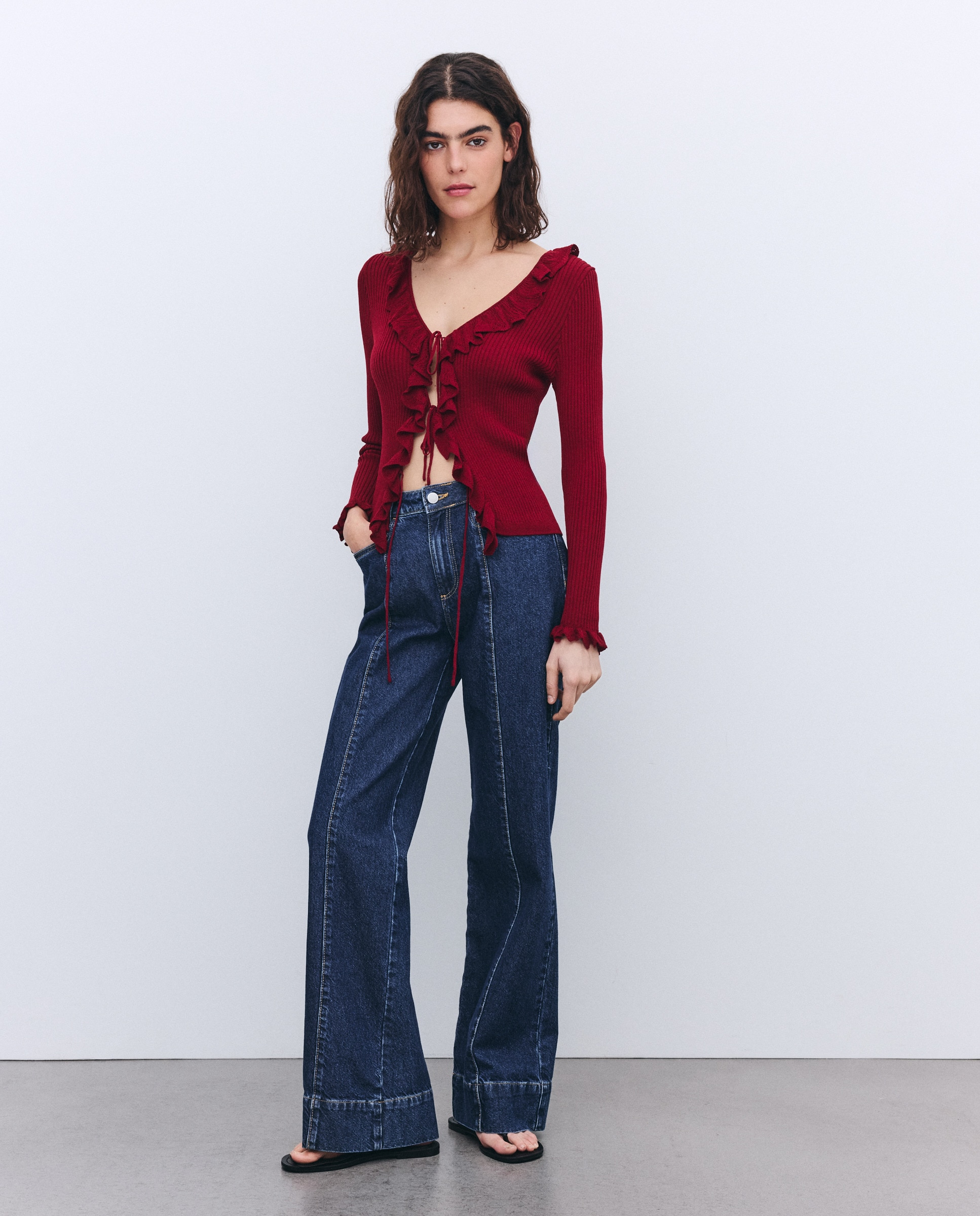 Casaco com Folhos 600 Vermelho-2