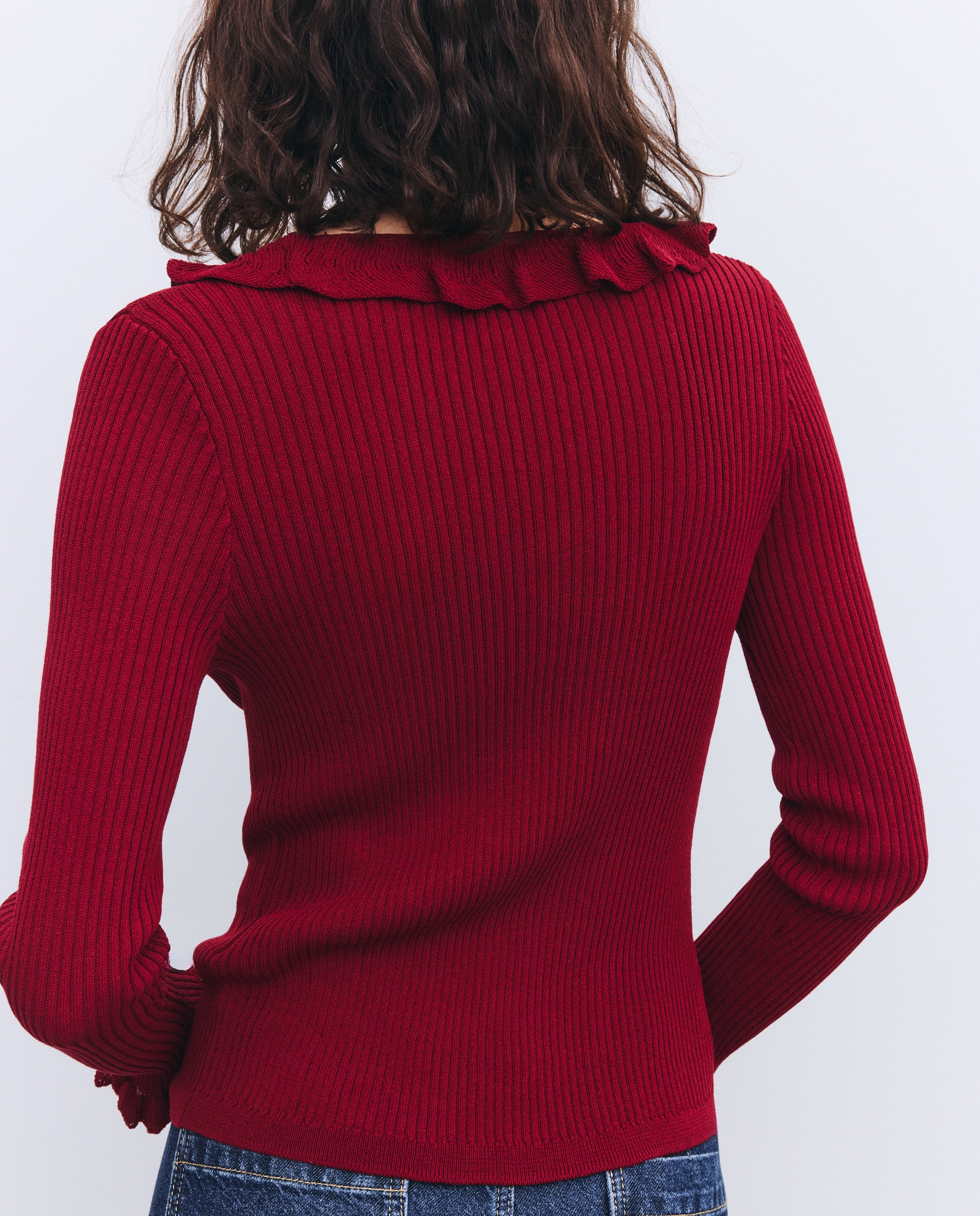 Casaco com Folhos 600 Vermelho-3