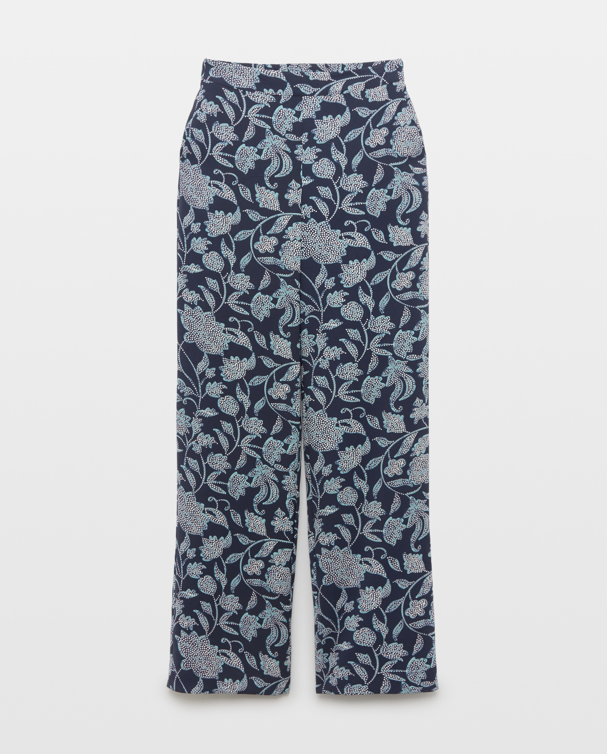 Calças Largas com Lavagem Azul-4