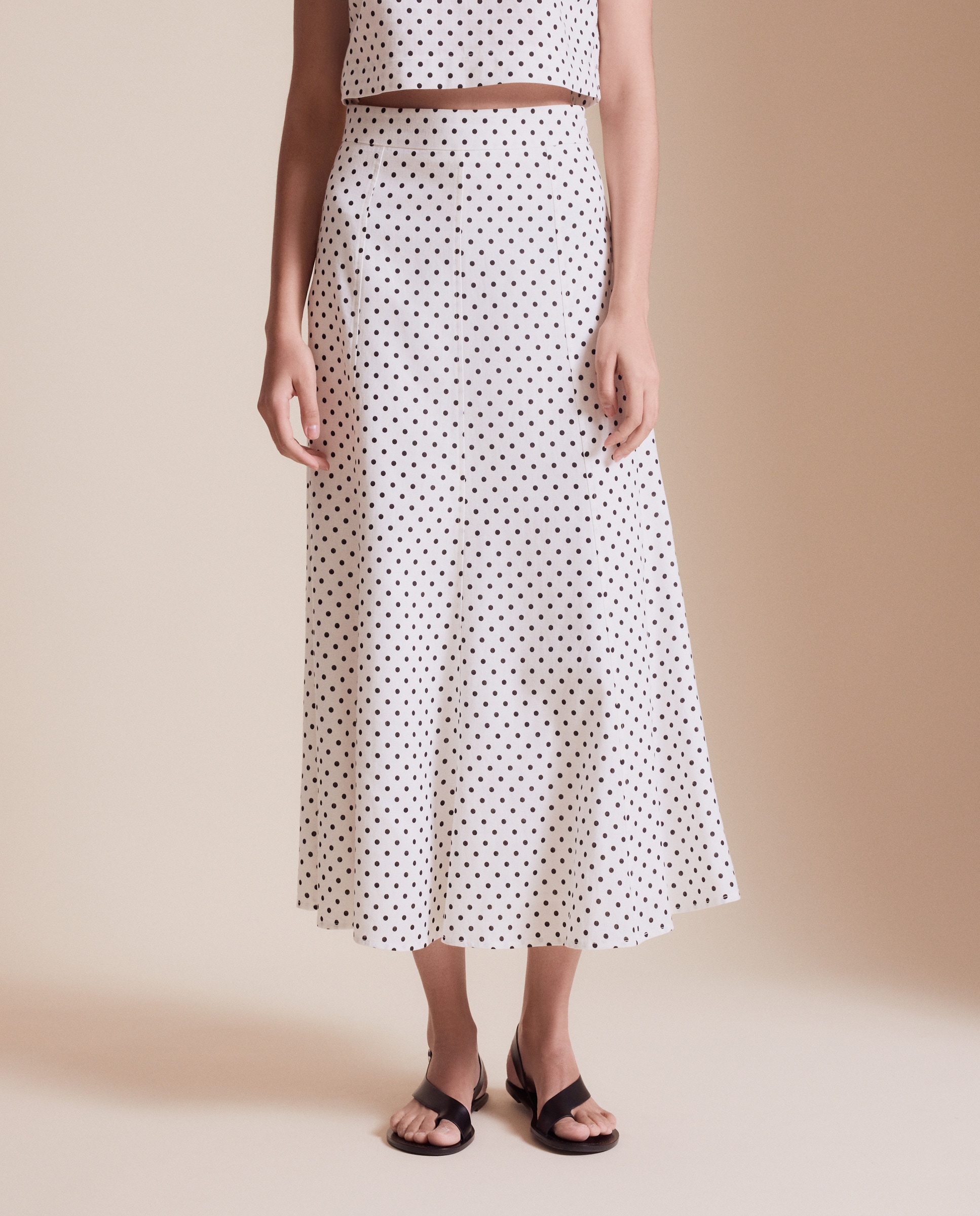 Saia midi com linho Branco-2