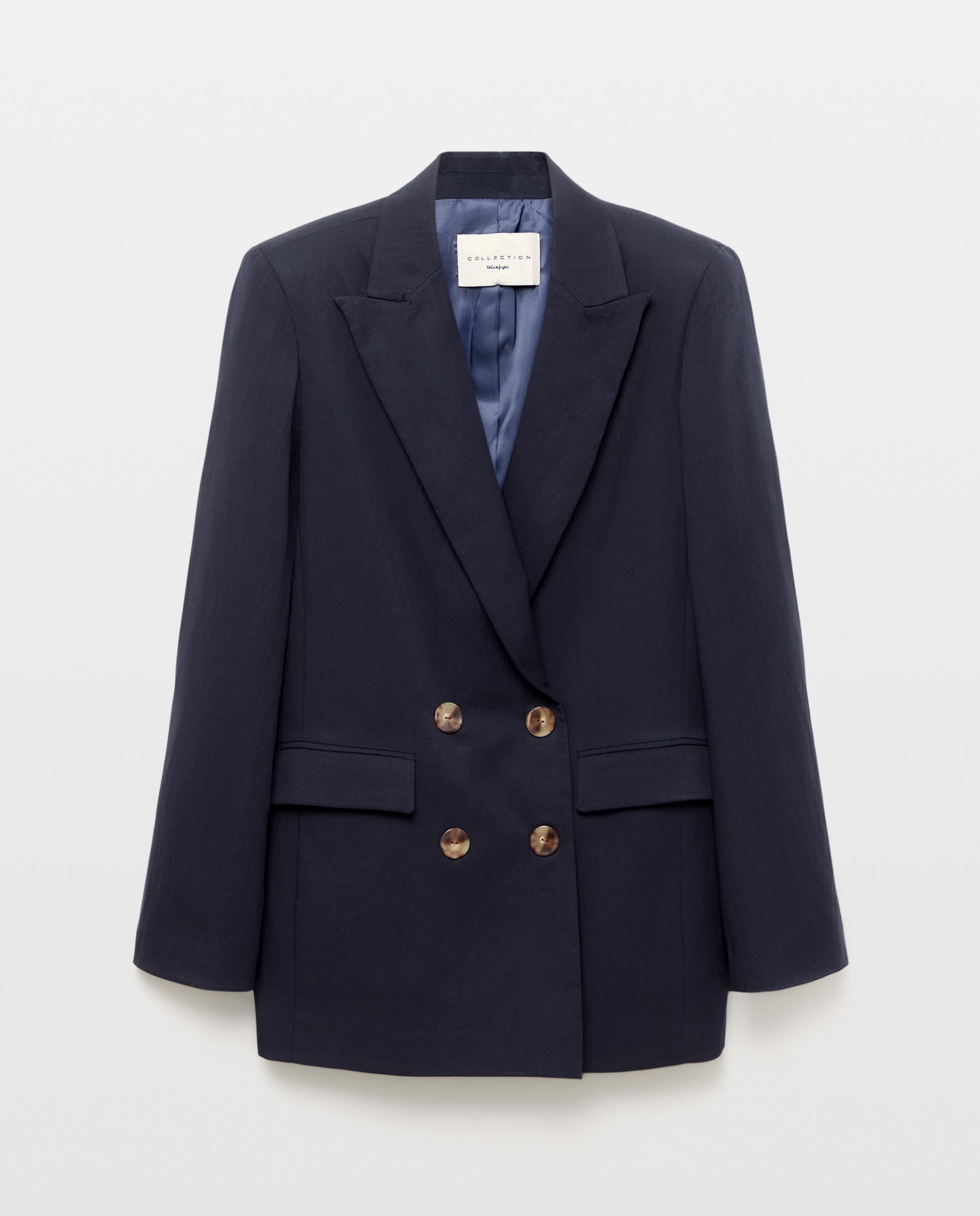 Blazer Liso de Crinkle Cruzado Azul-marinho-5