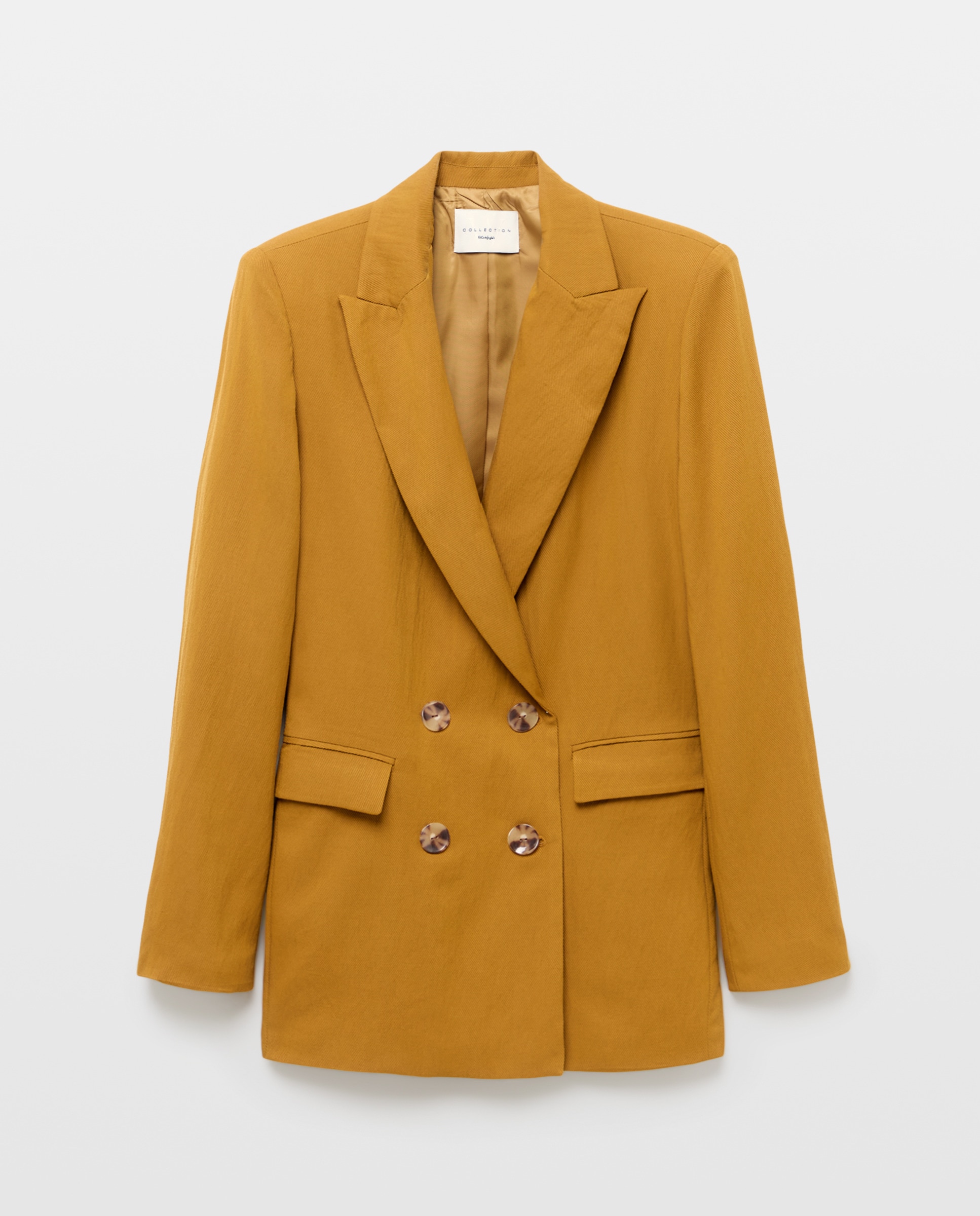 Blazer Liso de Crinkle Cruzado 371 Óleo-5