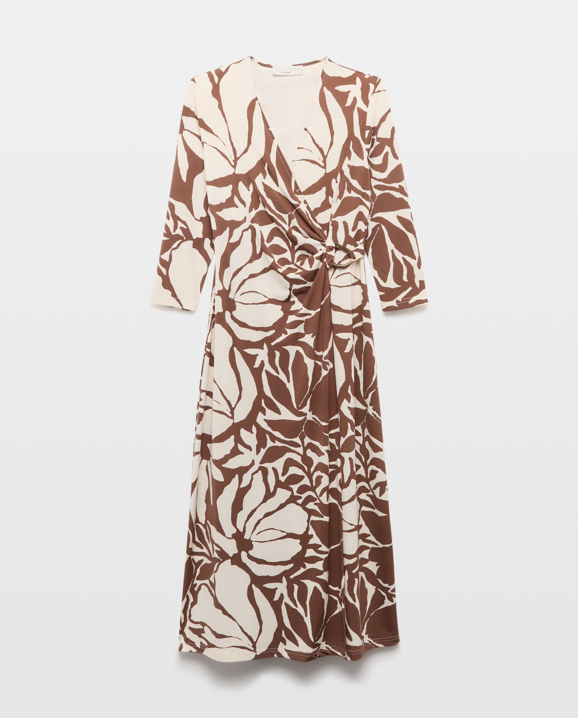 Vestido Midi com Manga Comprida e Estampado Floral Castanho-4