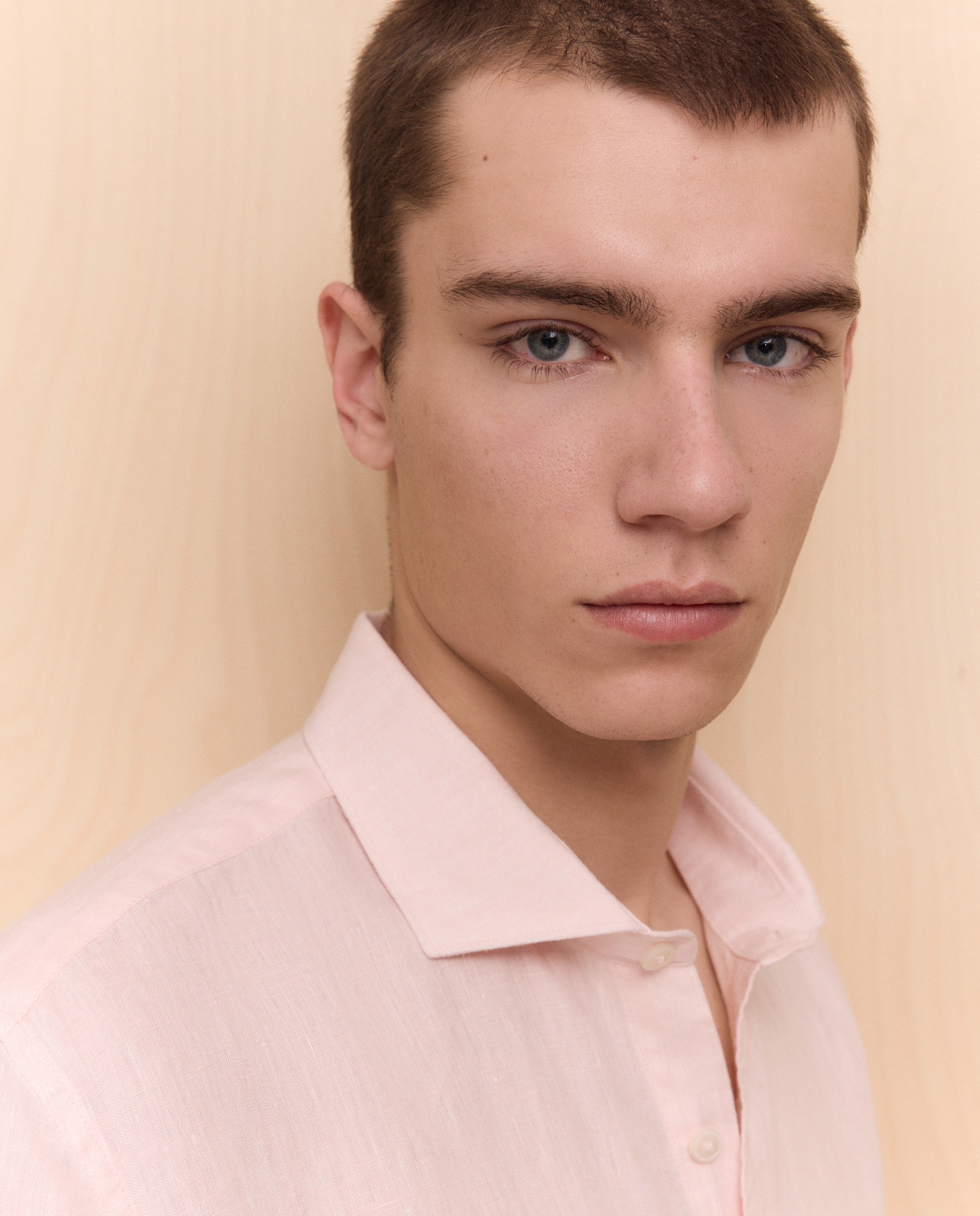 Camisa de Linho com Manga Comprida 260 Salmão-4