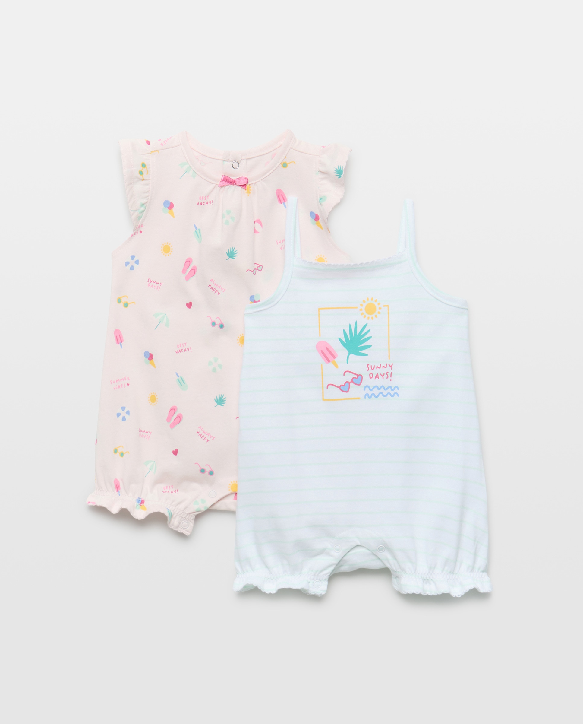 Imagem 0 de Pack de 2 Babygrows de Alças de Bebé com Estampado de Fantasia