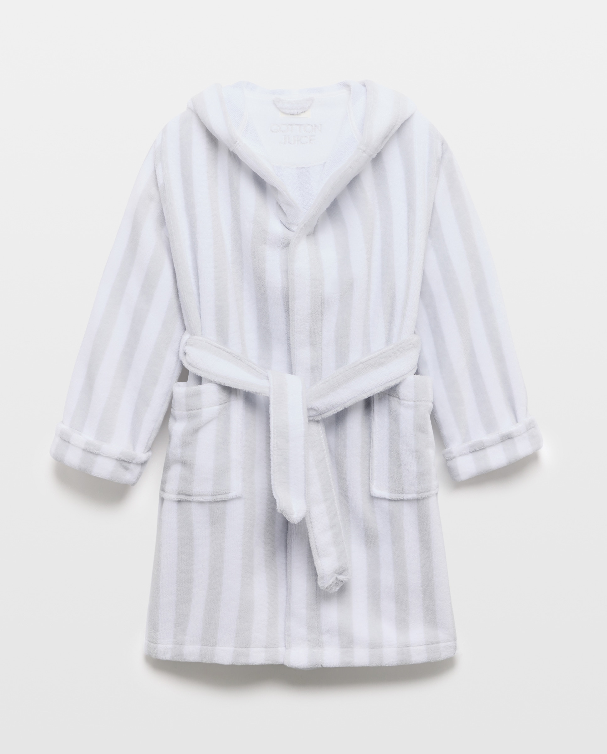 Roupão de Banho de Algodão às Riscas Preto-5