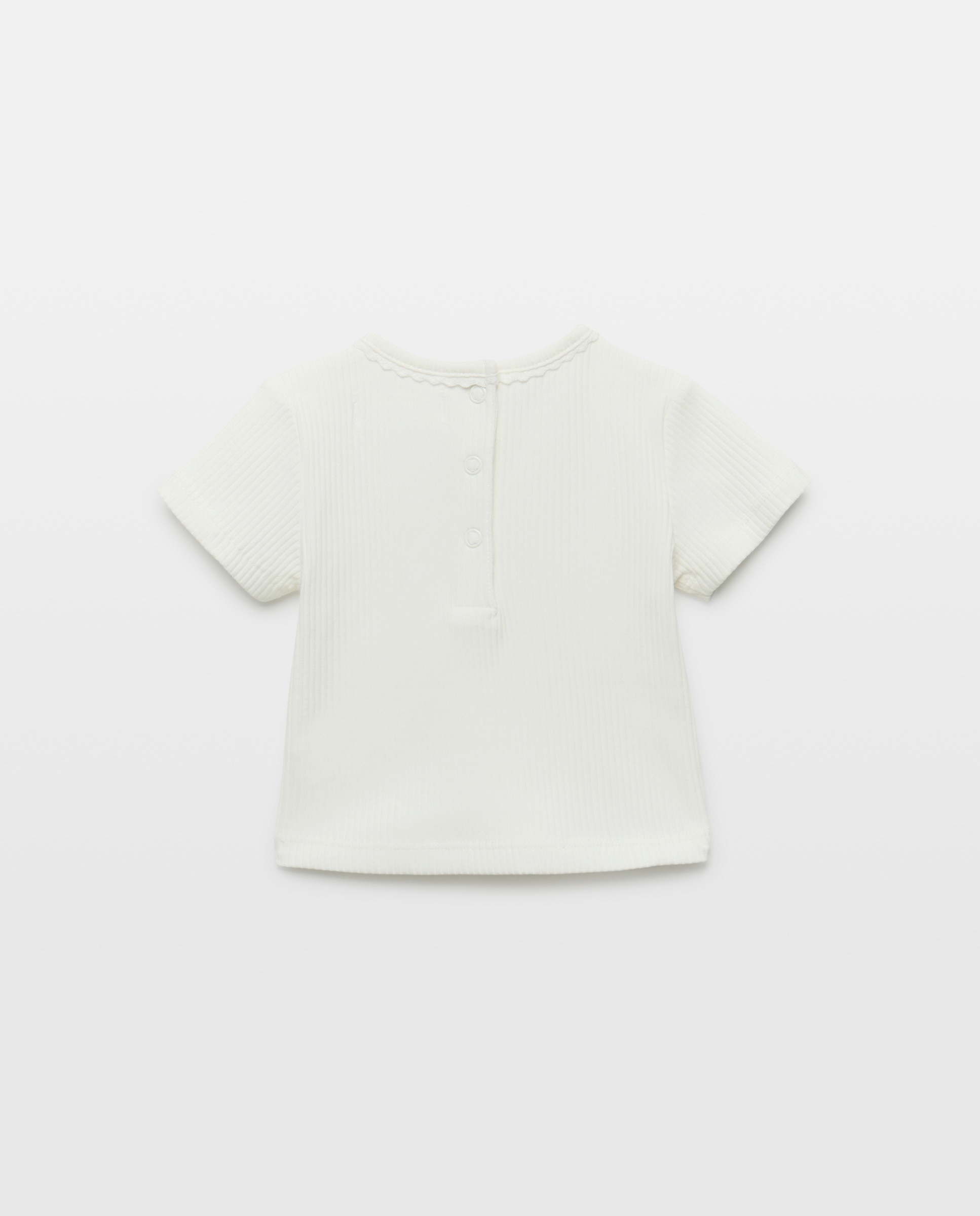 T-shirt Básica de Bebé com Bordado de Fantasia Baby El Corte Inglés Branco-marfim-2