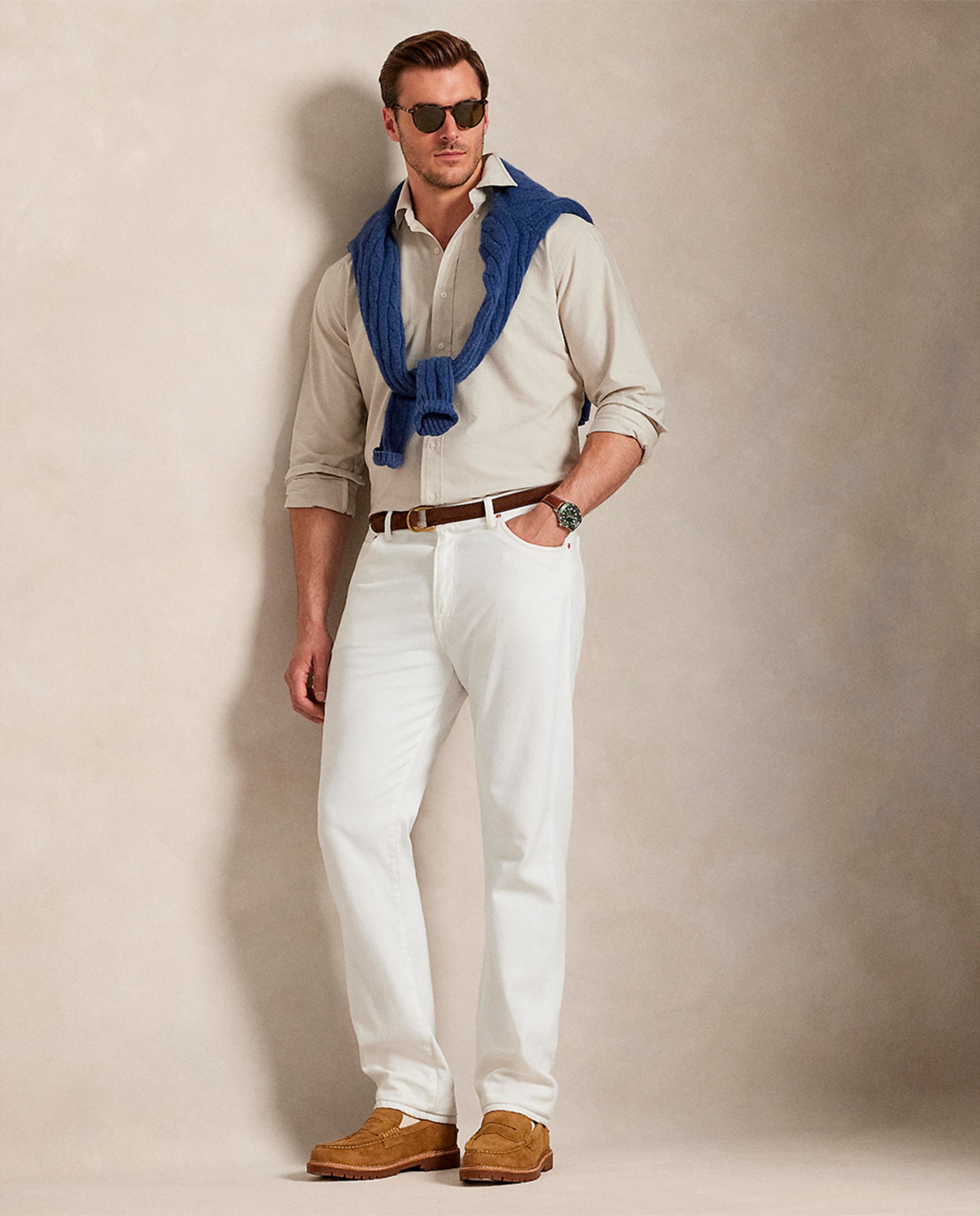 Camisa Oxford de Algodão Tamanhos Grandes Natural-6