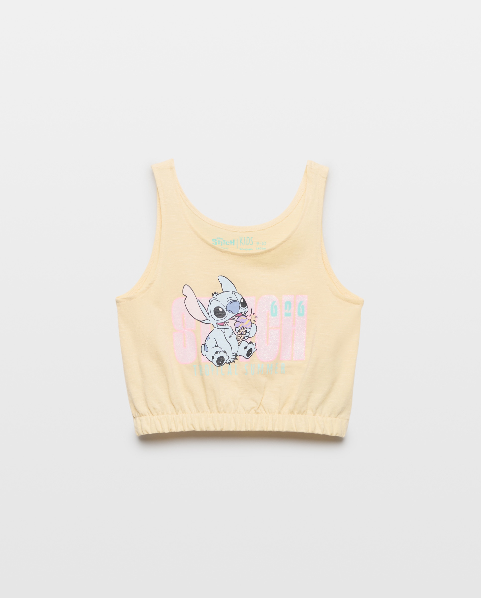 T-shirt sem Mangas com Estampado Stitch Amarelo-4