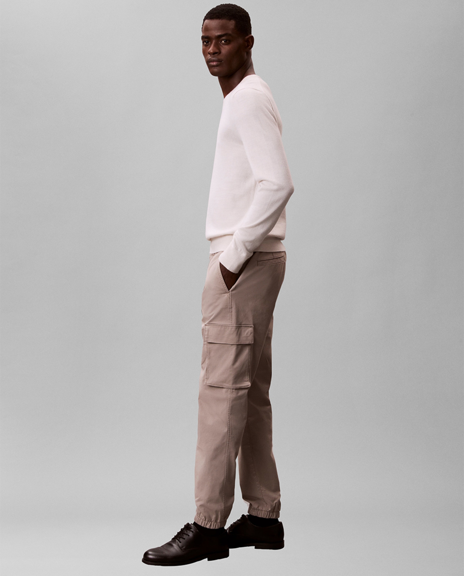 Calças Cargo com Logótipo Cinzento-claro-5