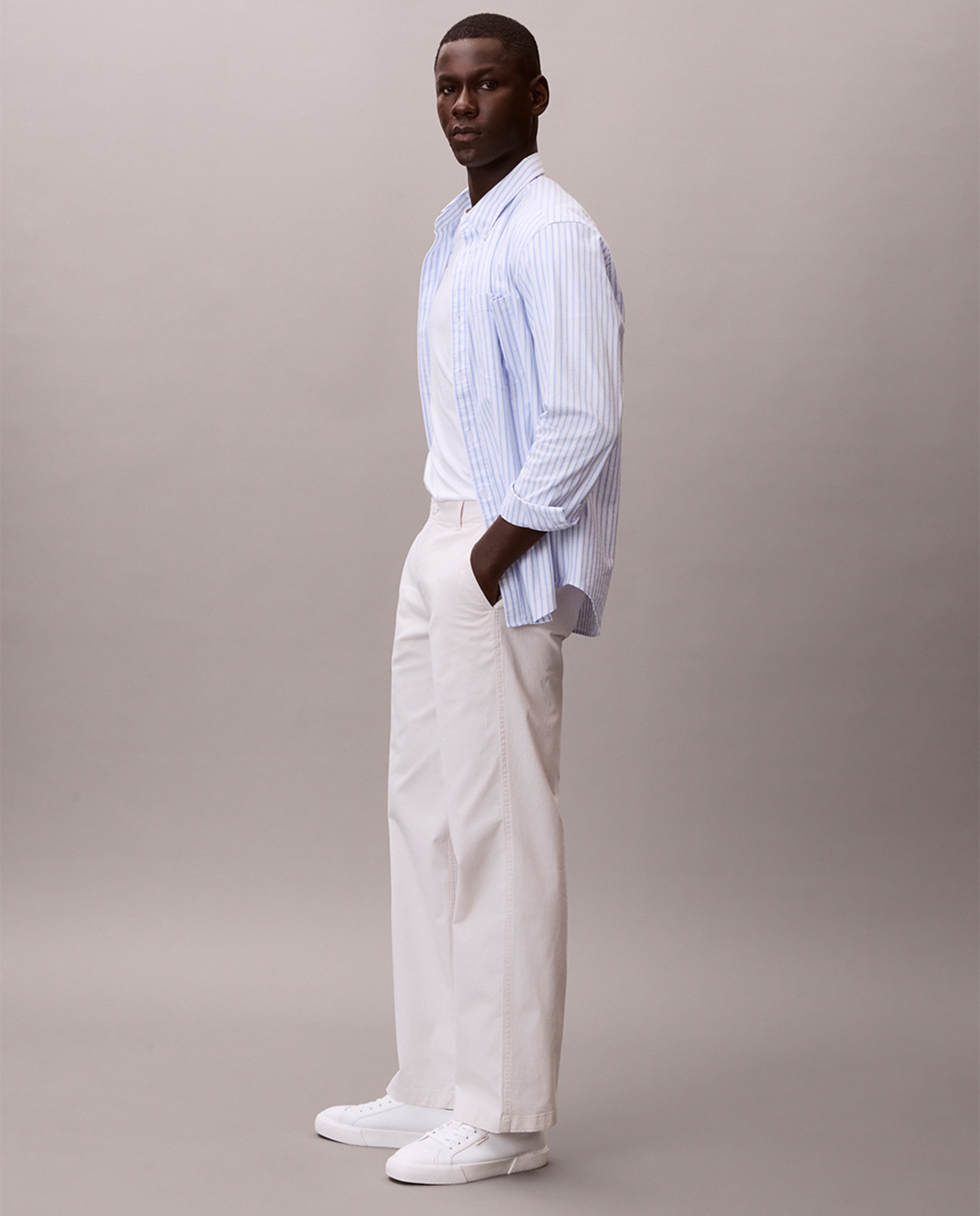 Calças Chino Straight Fit Branco-4