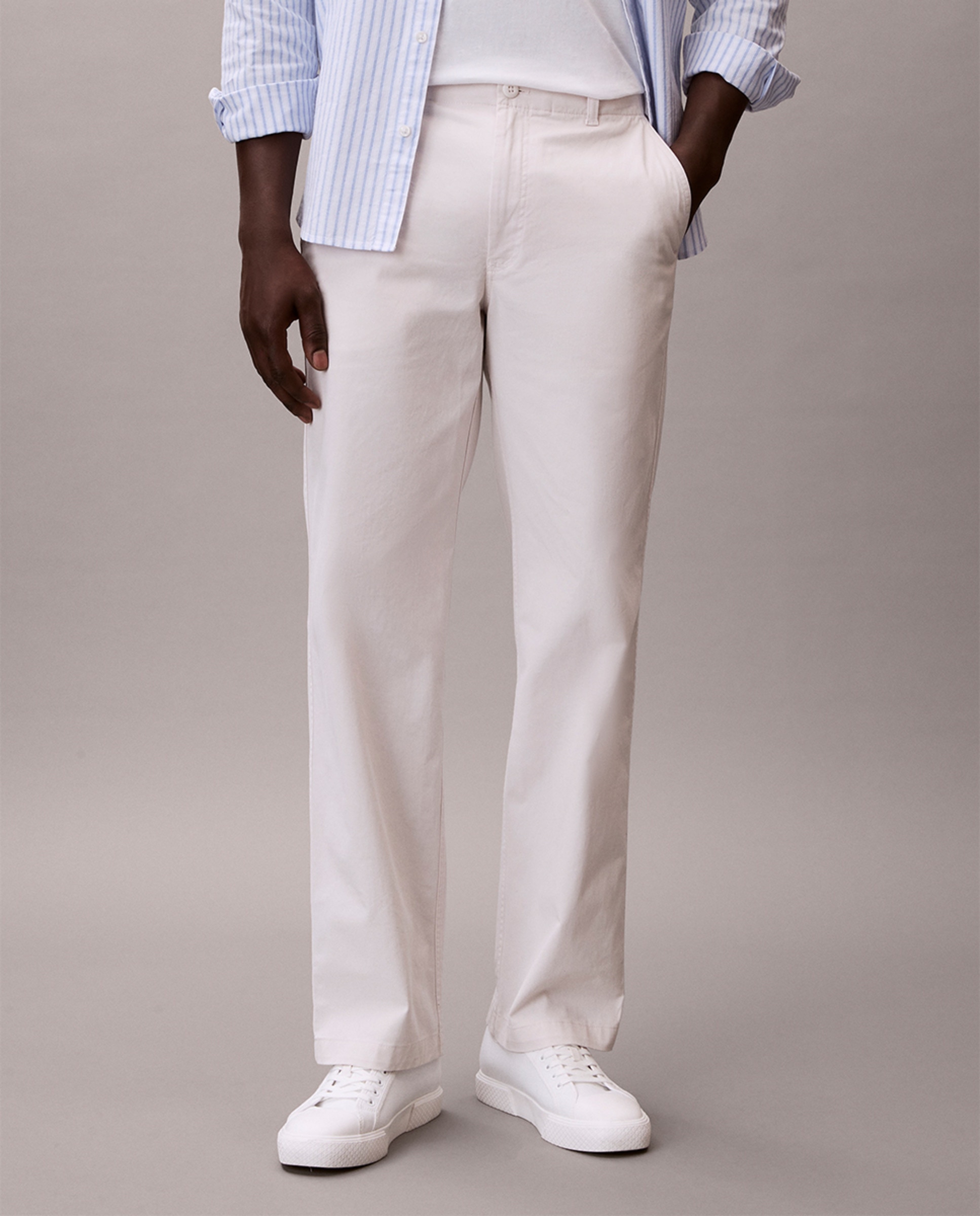 Calças Chino Straight Fit Branco-2