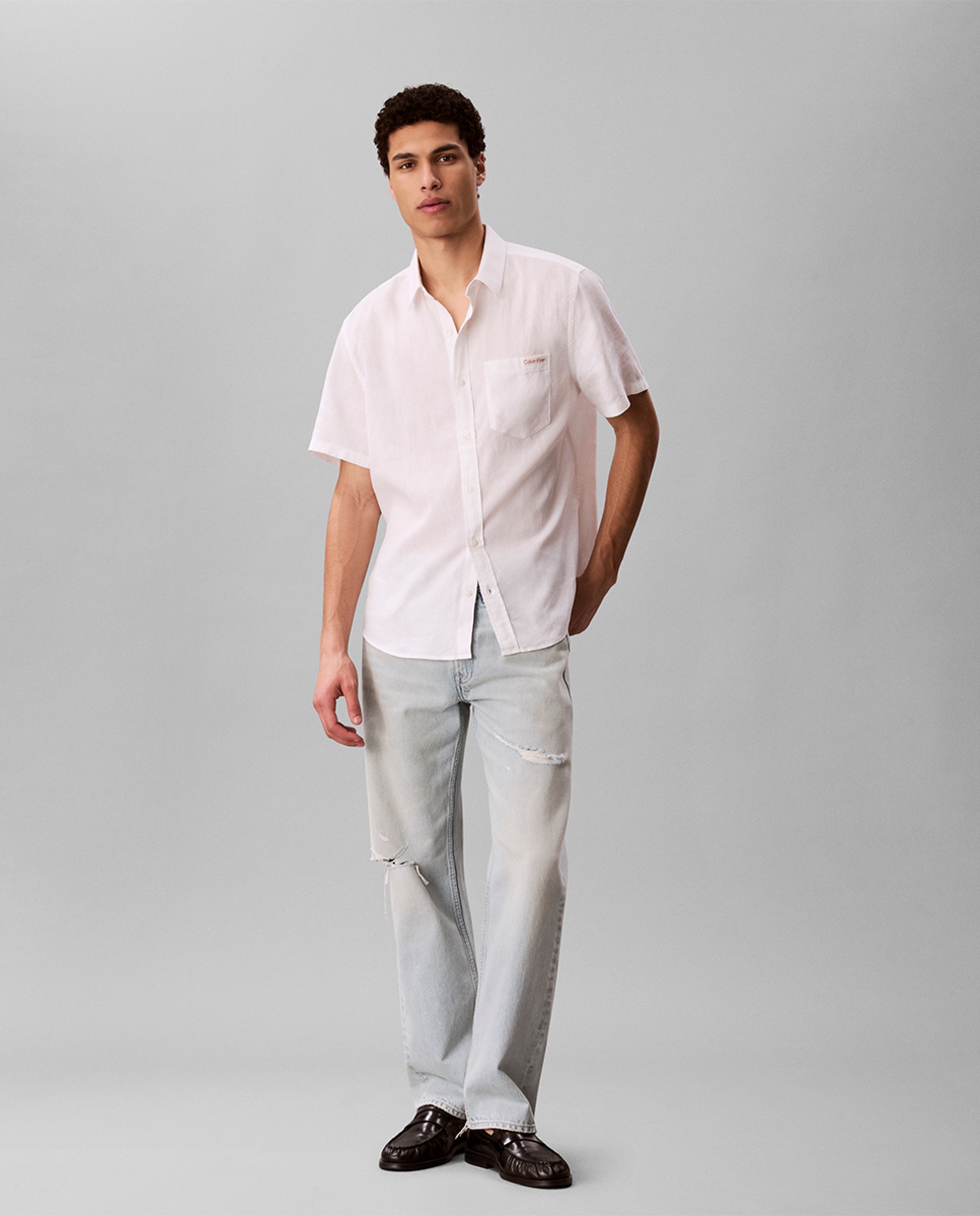 Camisa de Linho Clássica Branco-6