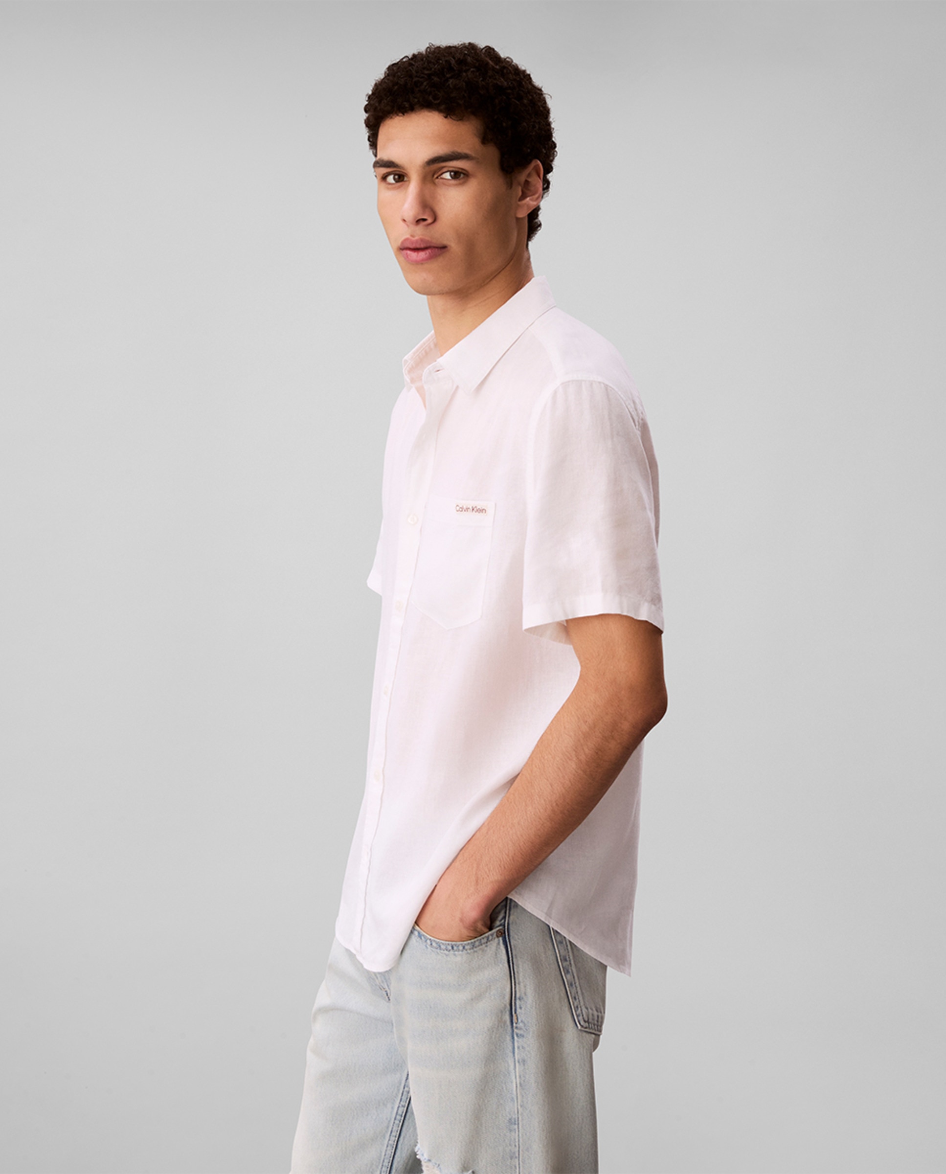 Camisa de Linho Clássica Branco-4