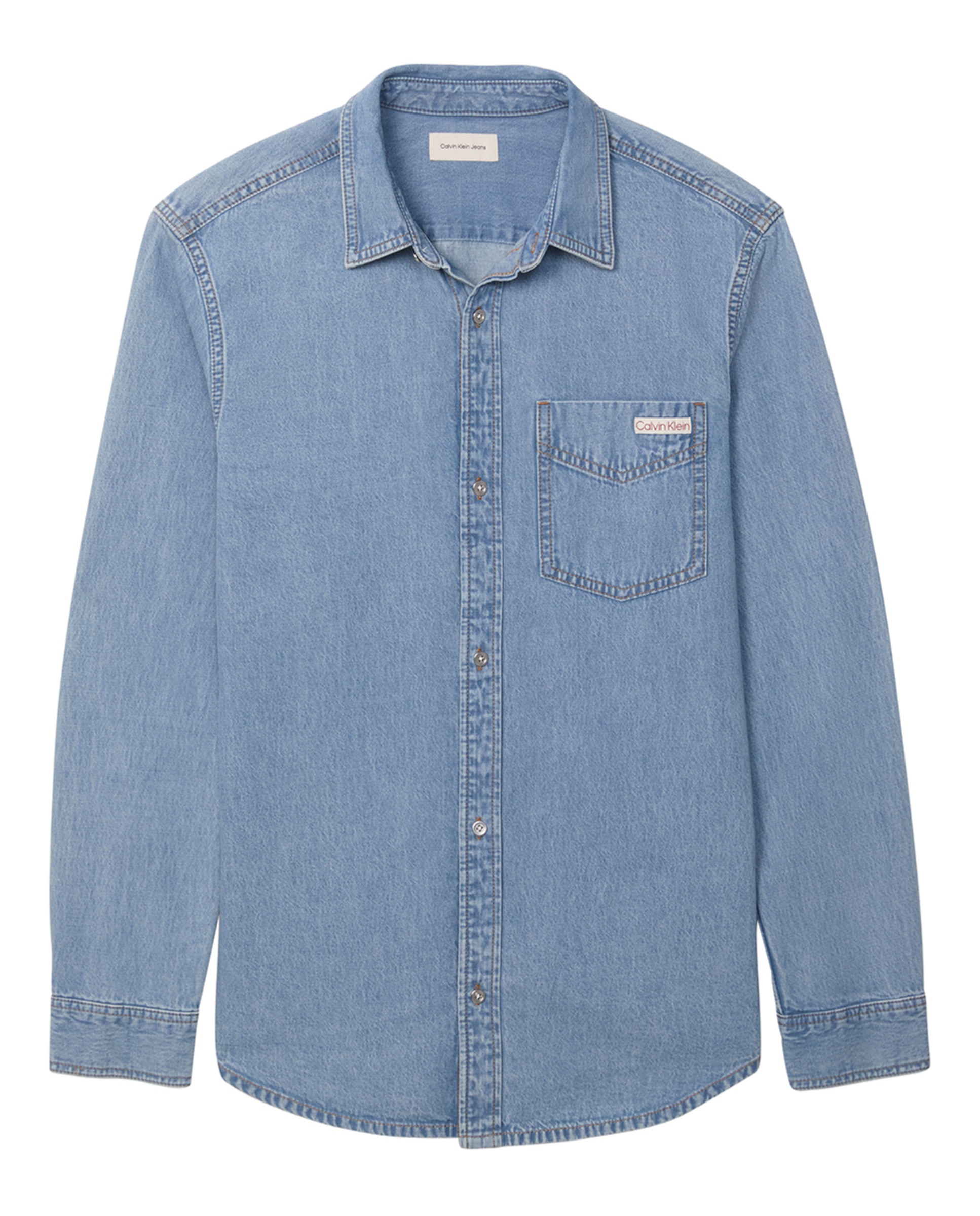 Camisa de Ganga Clássica Azul-claro-5