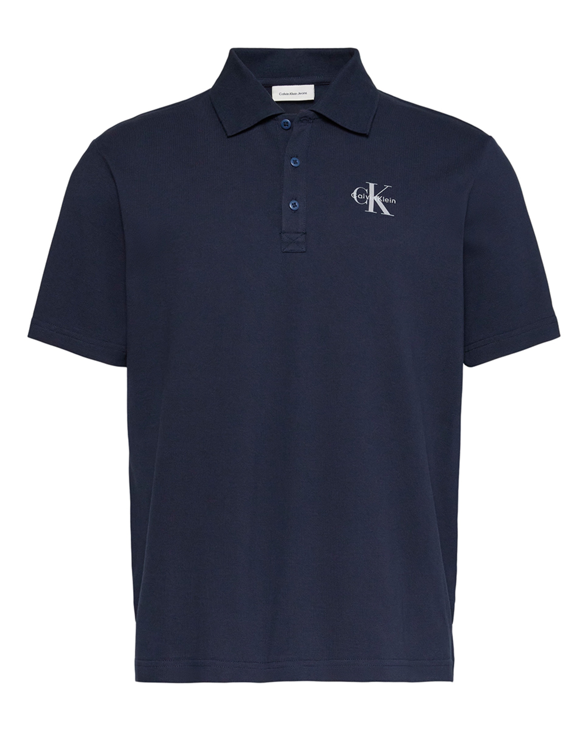 Polo Piqué com Mono Logótipo Azul-marinho-4