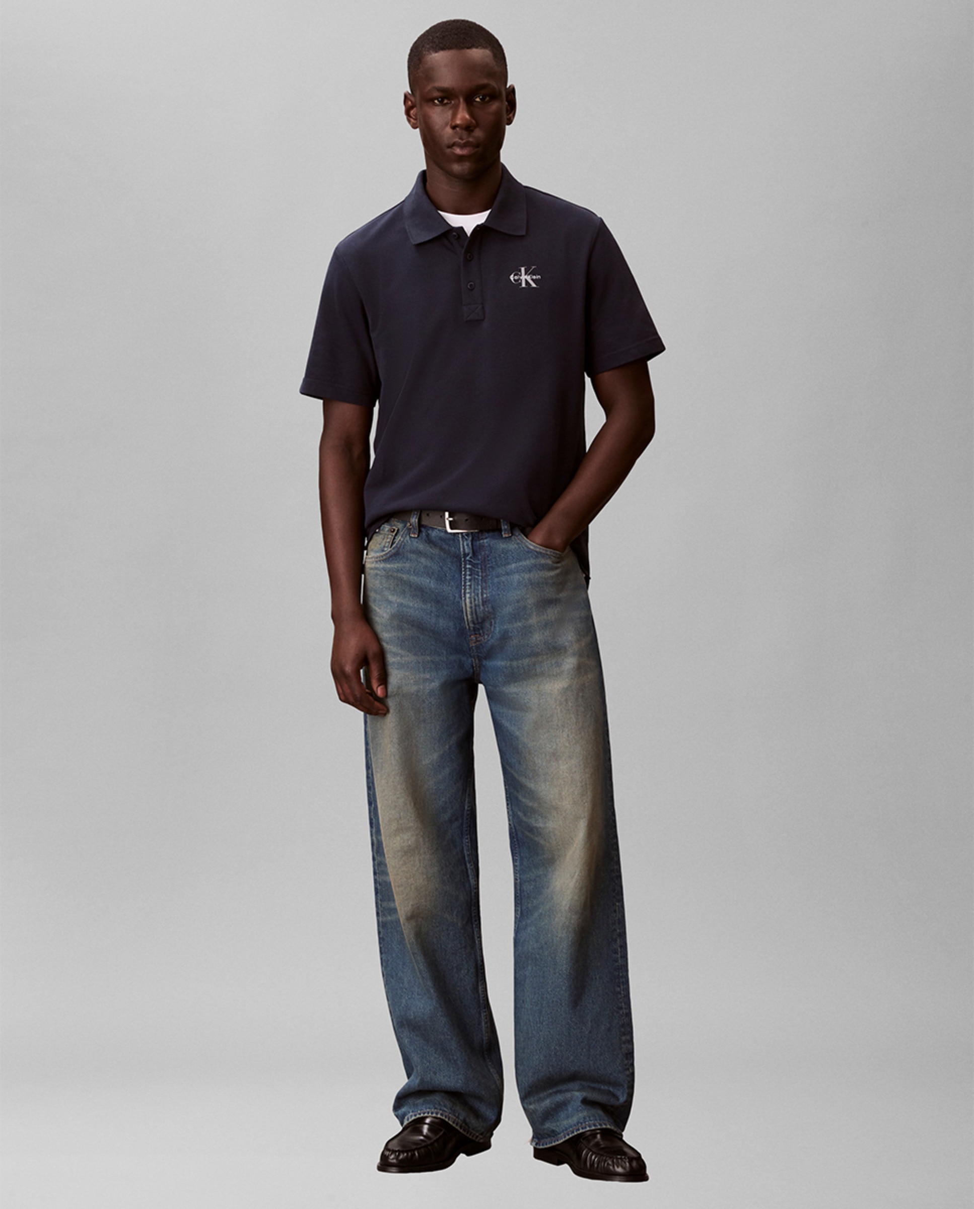 Polo Piqué com Mono Logótipo Azul-marinho-5