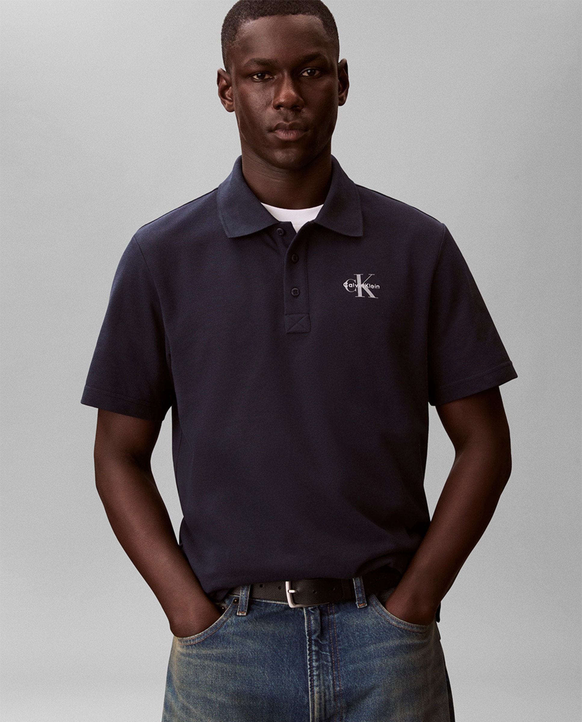 Polo Piqué com Mono Logótipo Azul-marinho-3