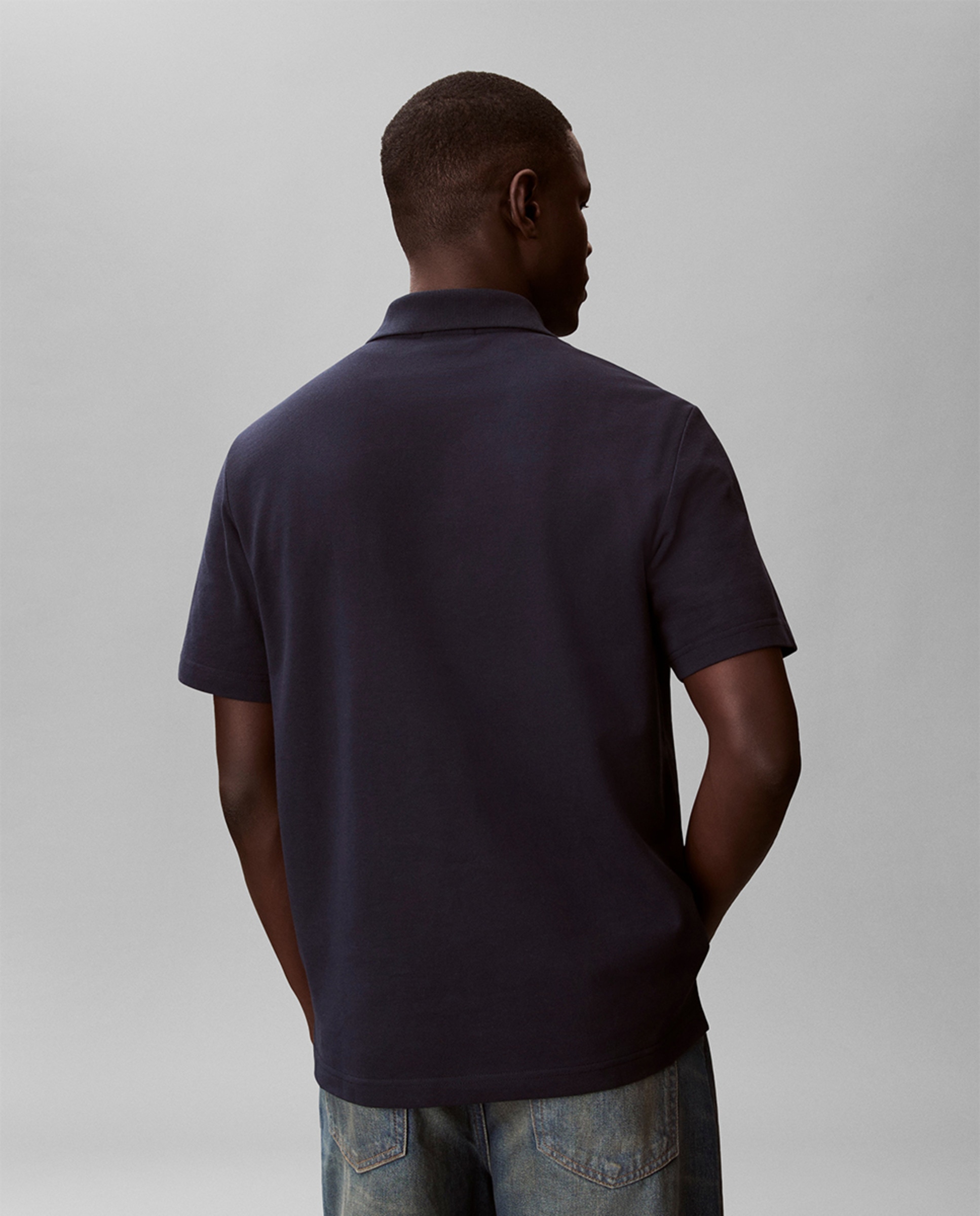 Polo Piqué com Mono Logótipo Azul-marinho-2