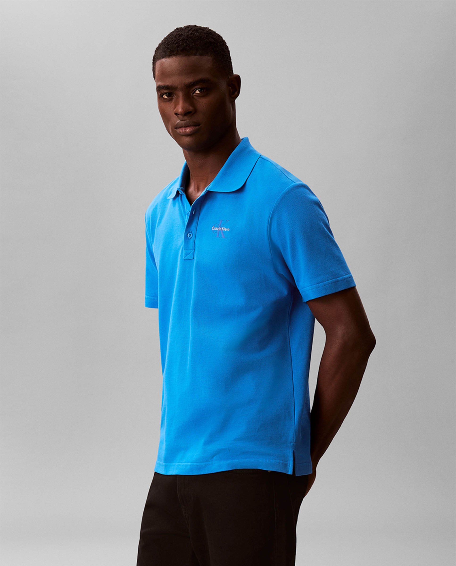 Polo Piqué com Logótipo Azul-3