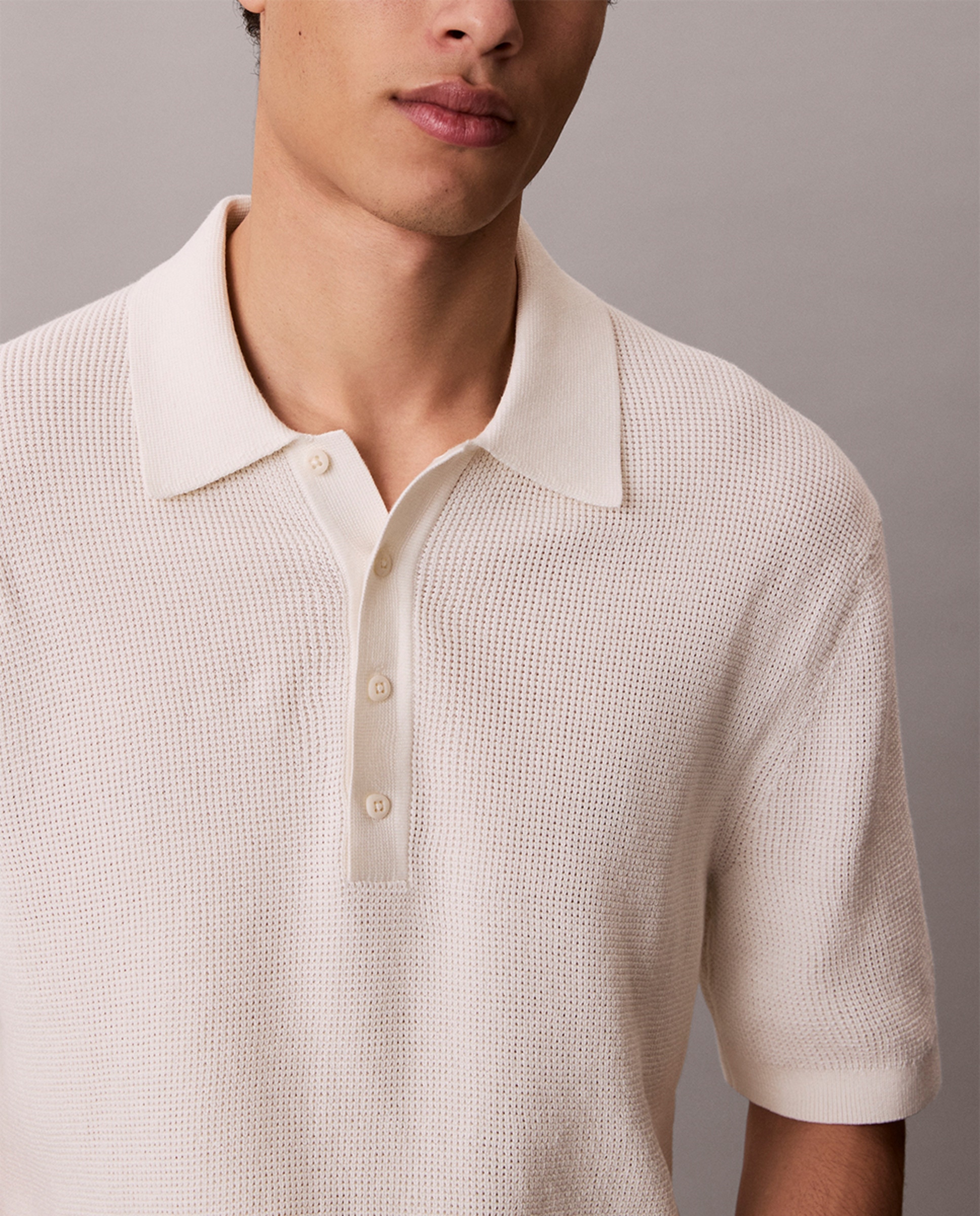 Polo Waffle Creme-3