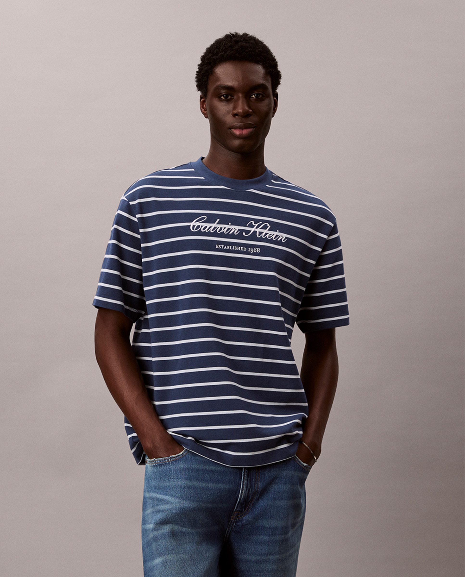 Imagem 0 de T-shirt Relaxed Fit às Riscas