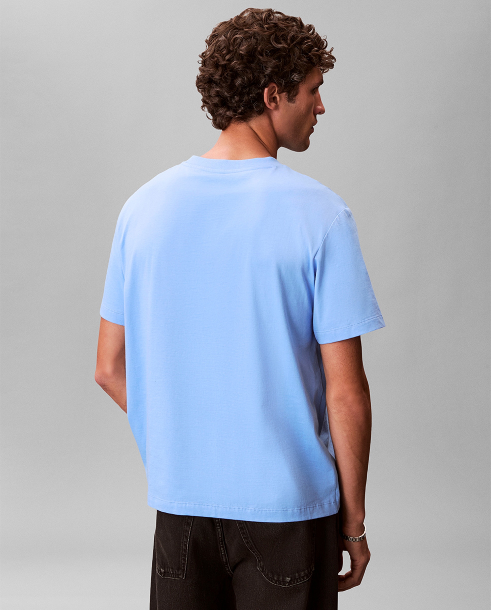 T-shirt Easy Fit com Logótipo Azul-claro-2