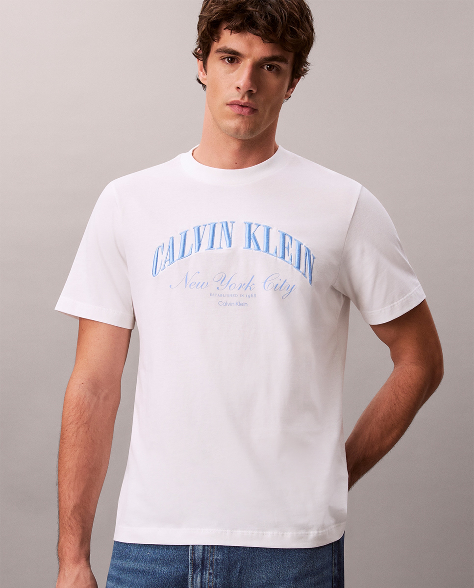 T-shirt Easy Fit com Logótipo Branco-4