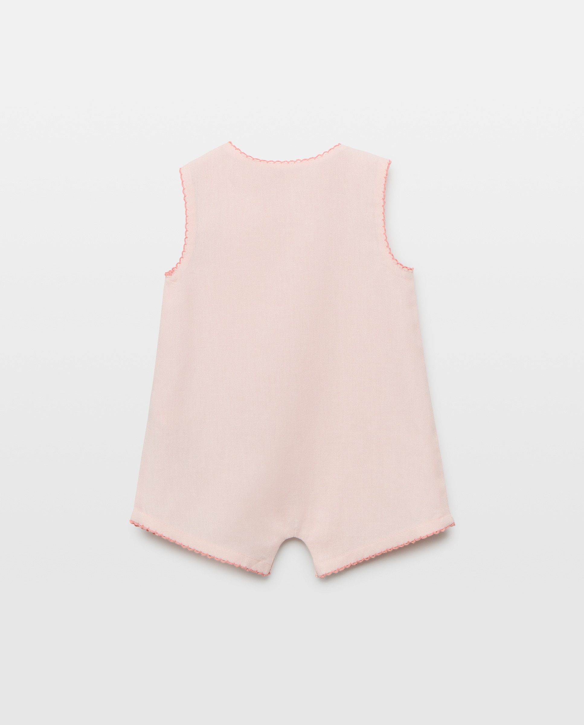 Pijama de bebé de lino sin mangas Rosa claro-2